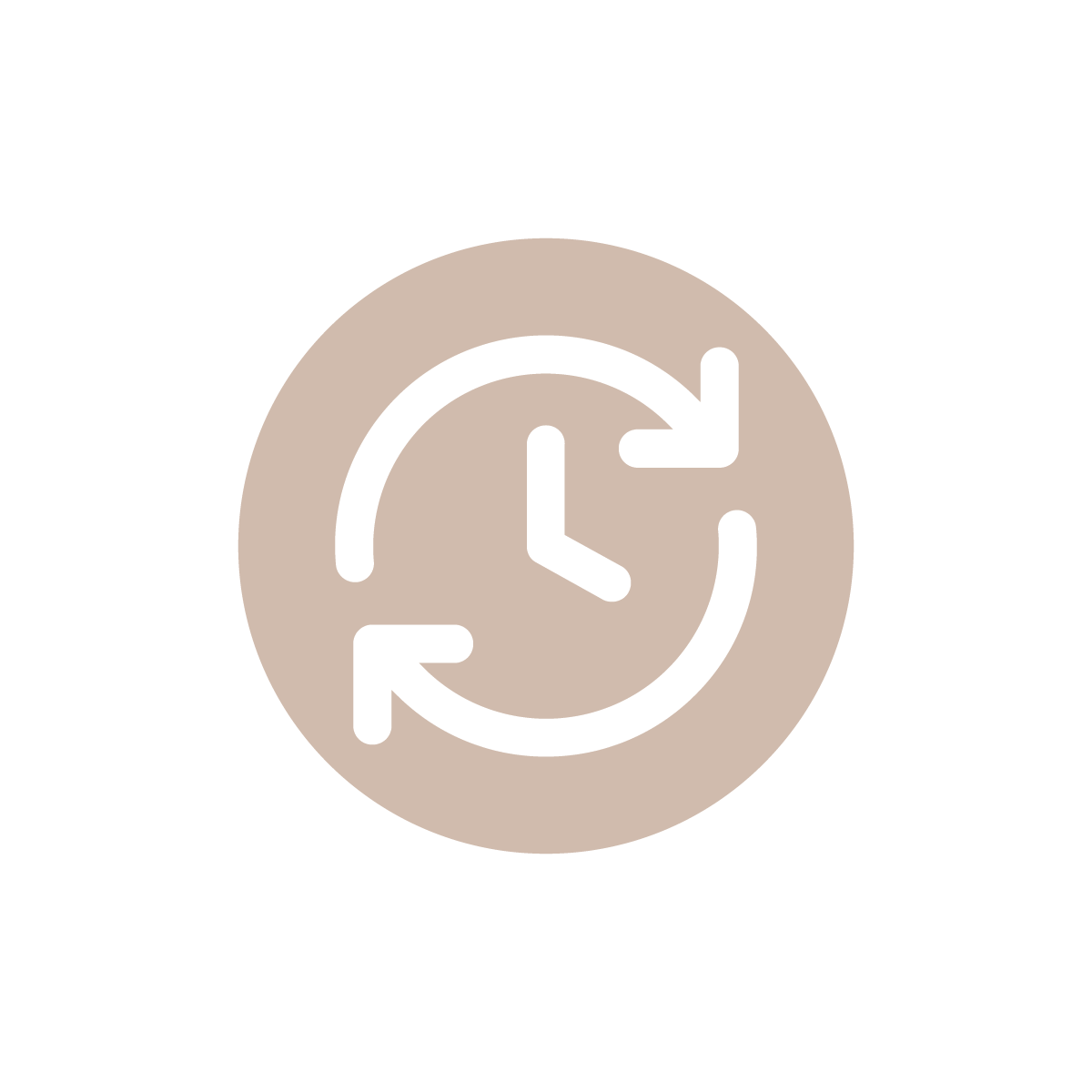 Icon of a clock with rotating arrows symbolizing time or history.