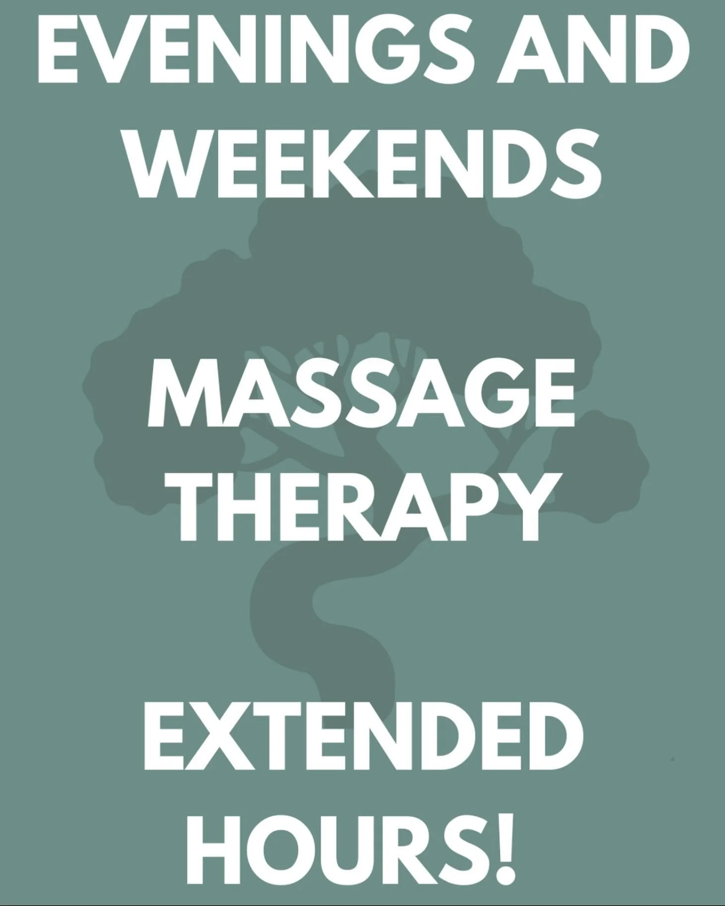 Exciting news! 🐼✨

We&rsquo;ve added 60+ NEW Registered Massage Therapy treatment hours to better serve you &mdash; including evening and weekend availability!

✔️ Mondays to Friday until 8:30 PM
✔️ Full Saturday &amp; Sunday shifts
✔️ More availabi
