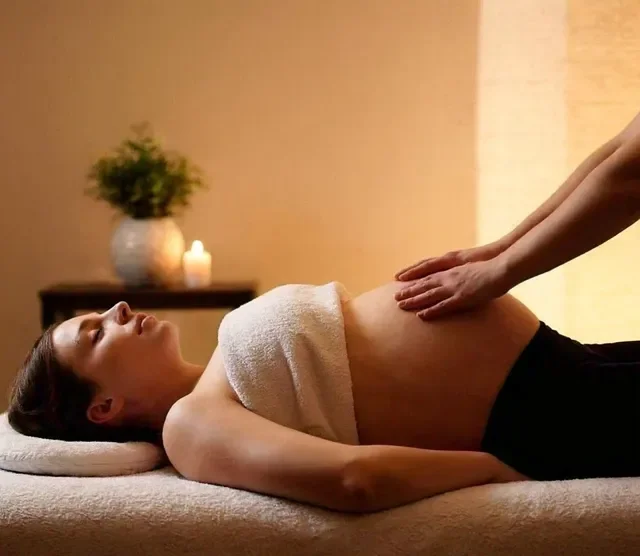 Prenatal massage for an expecting mother at Panda Revival Lab in Surrey