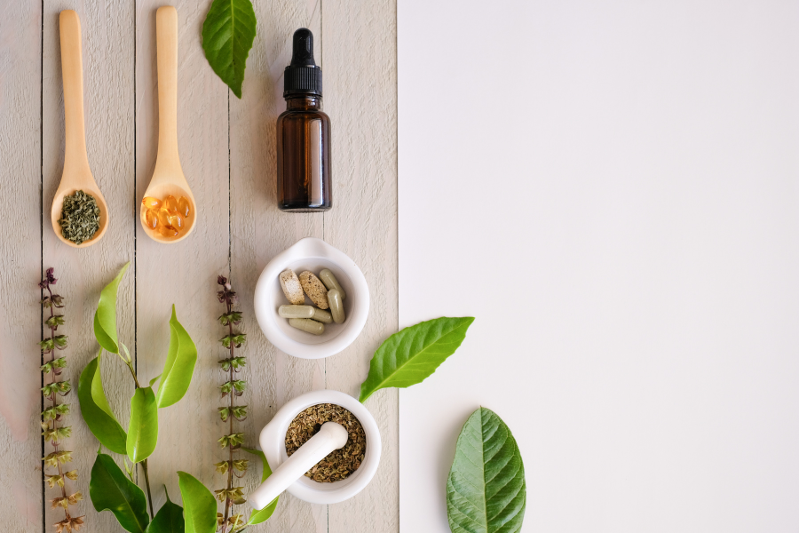 Herbs, supplements and tinctures used in naturopathic medicine at Panda Revival Lab