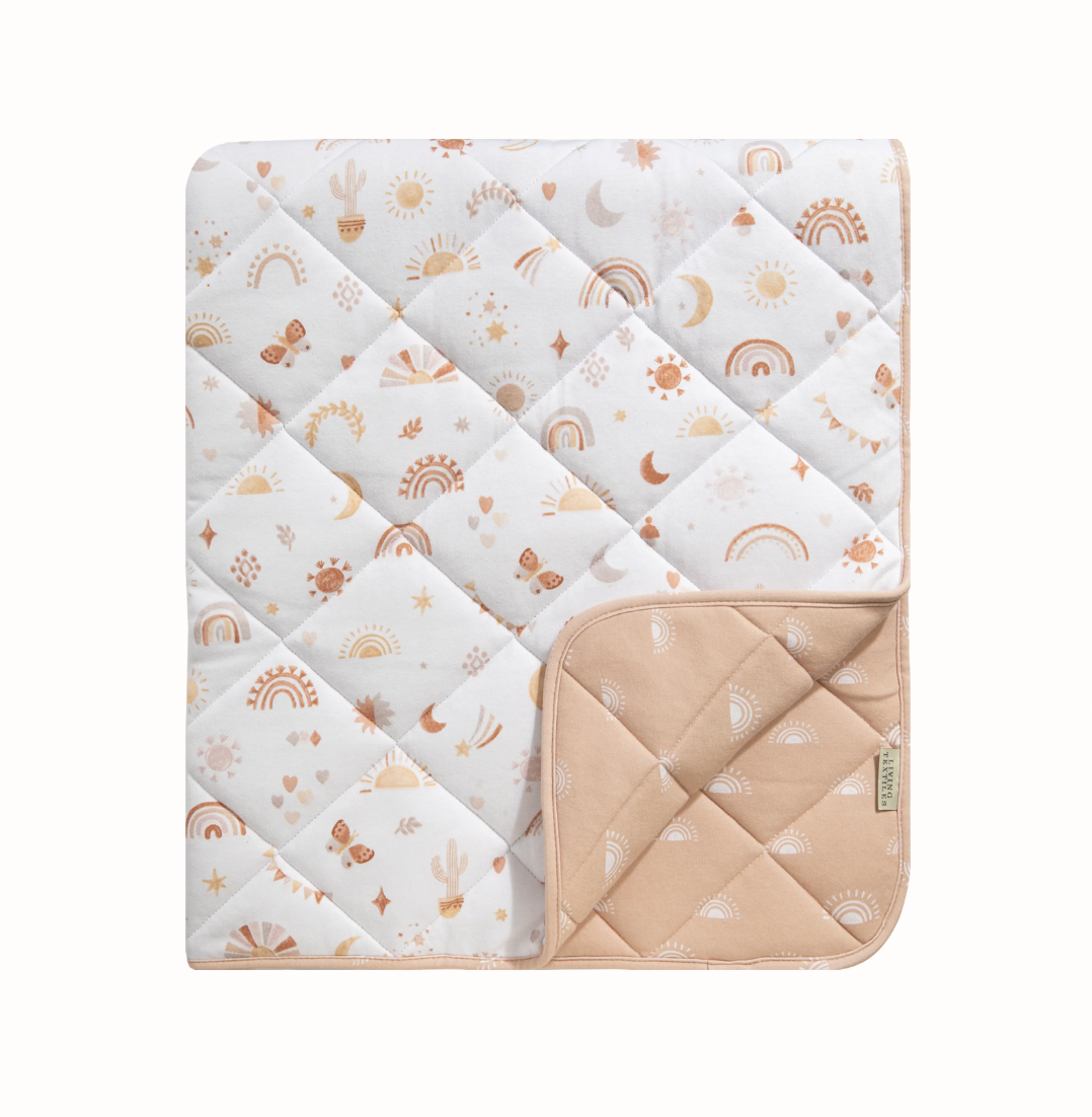Reversible Organic Quilted Cot Comforter - Bohemian Bliss