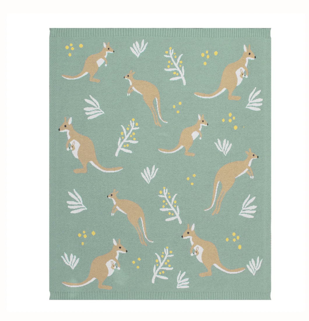 Living Textiles Australiana Baby Blanket - Kangaroo