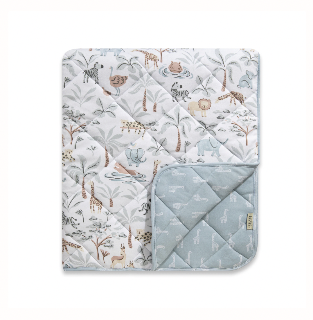 Reversible Organic Quilted Cot Comforter - Wild Safari