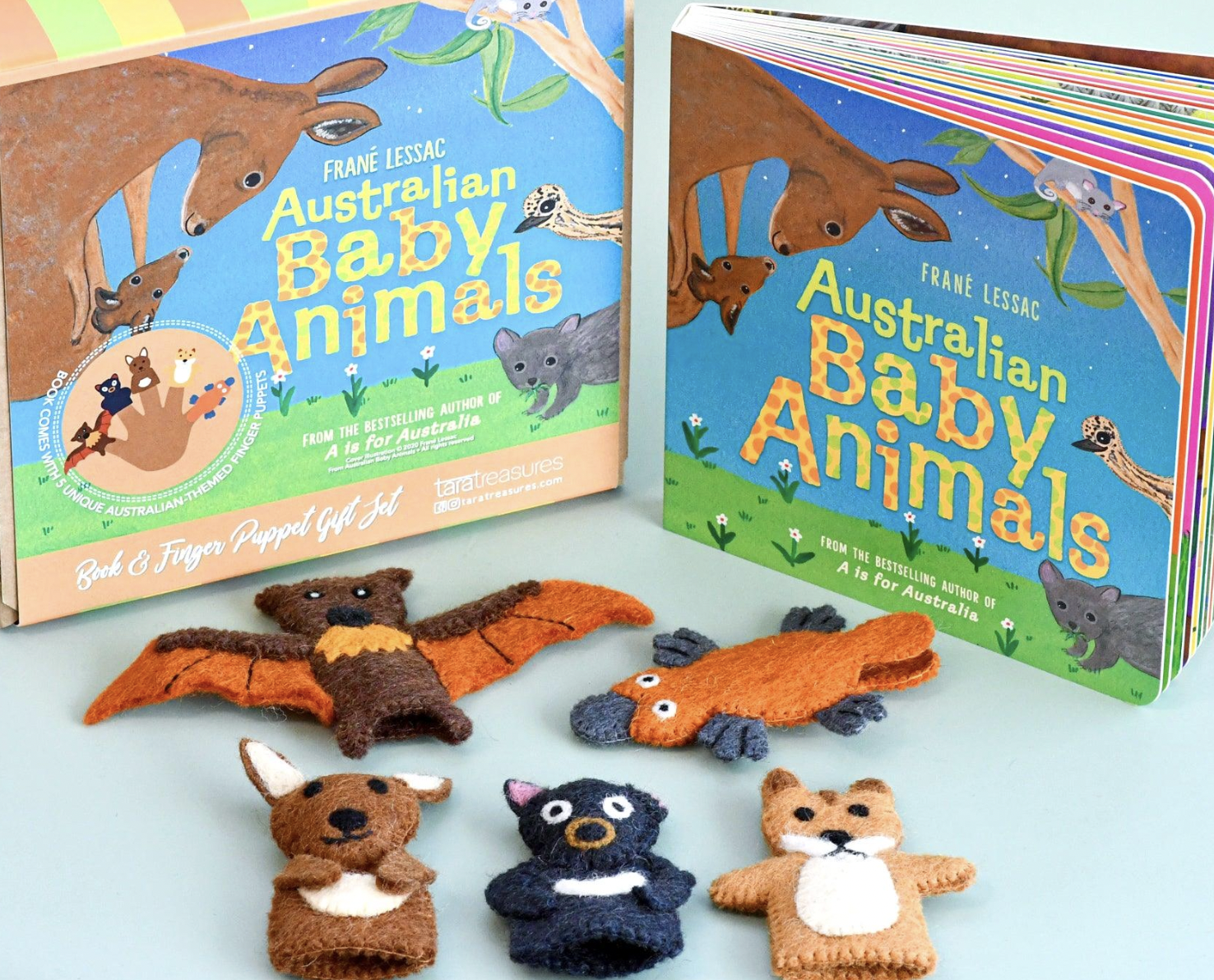 Tara Treasures - Australian Baby Animals Book & Finger Puppet Set