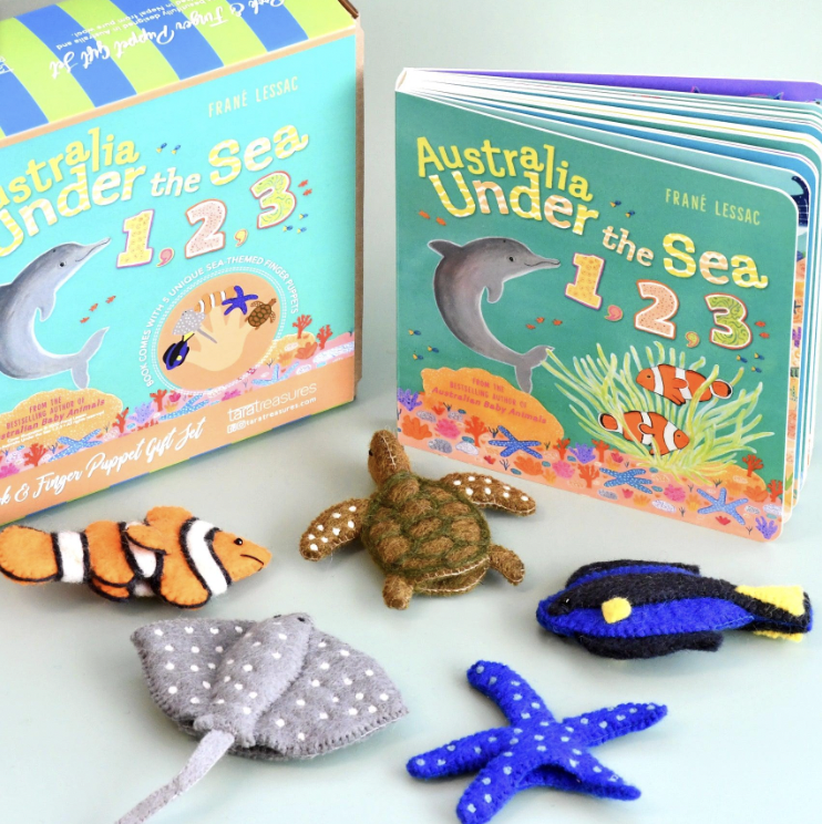 Tara Treasures - Australia Under the Sea 1, 2, 3 Book & Finger Puppet Set