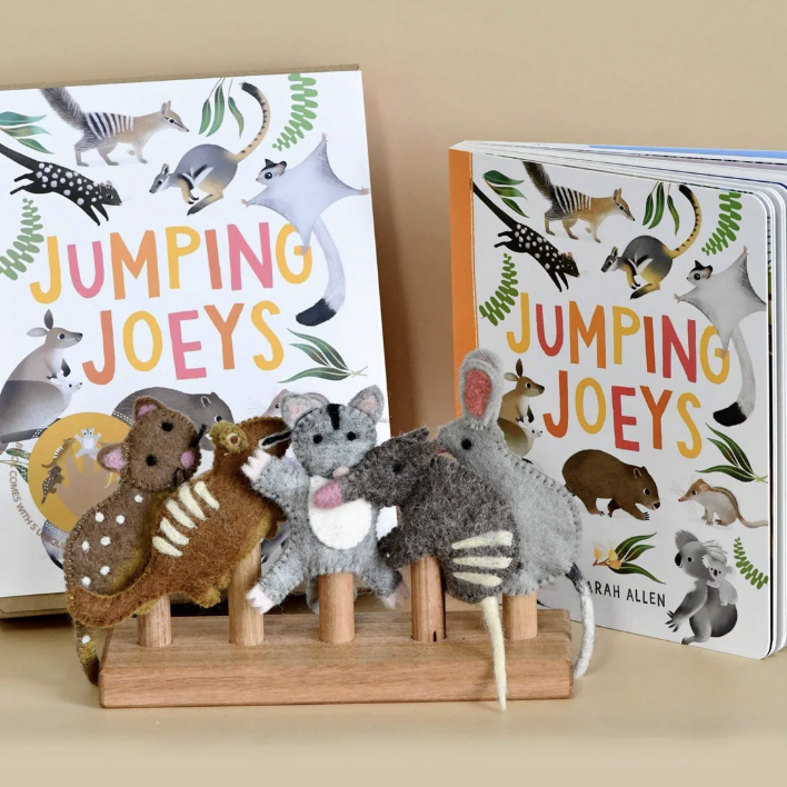 Tara Treasures - Jumping Joeys Finger Puppet & Book Set