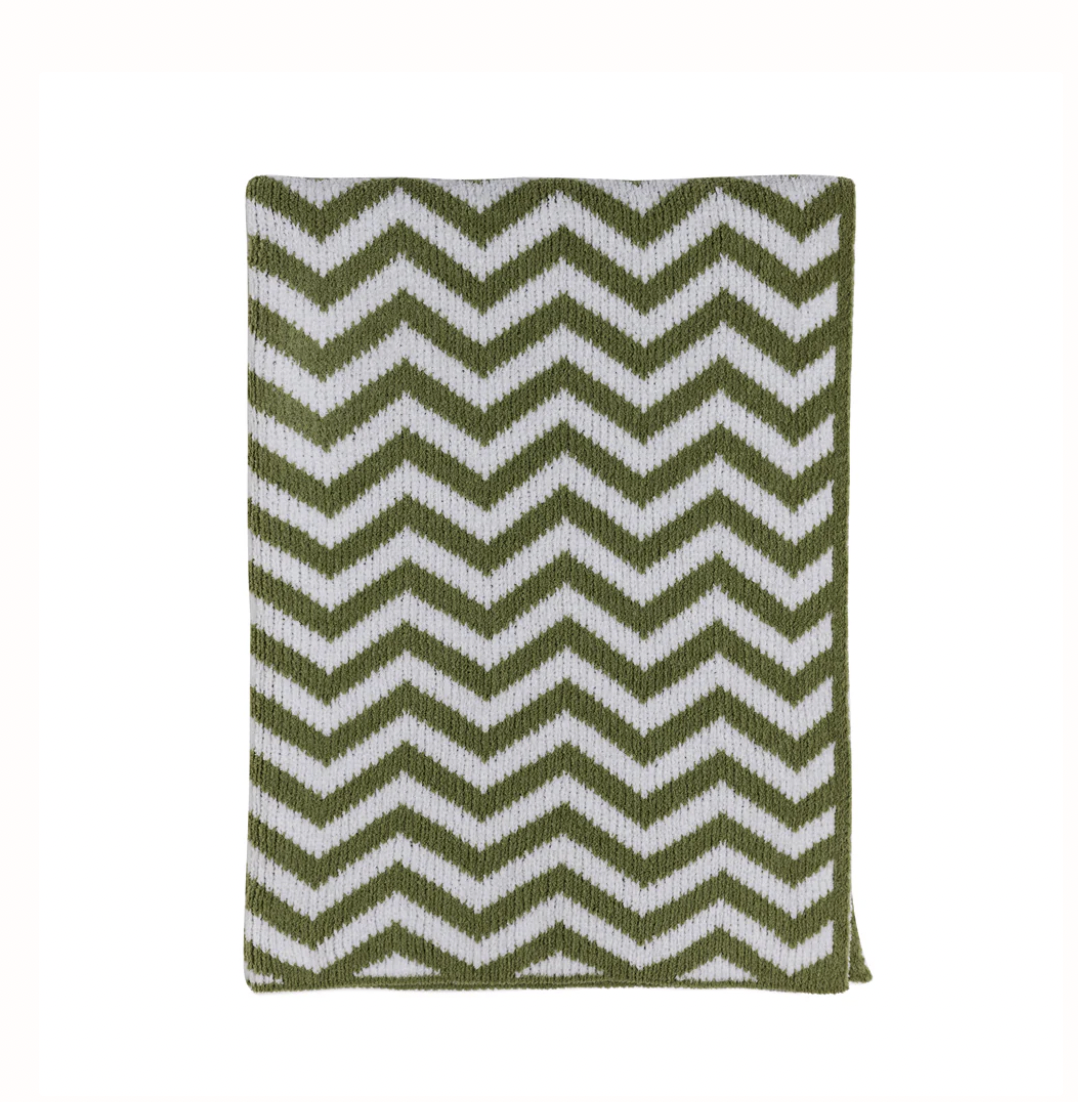 Living Textiles Chenille Blanket - Chevron Sage