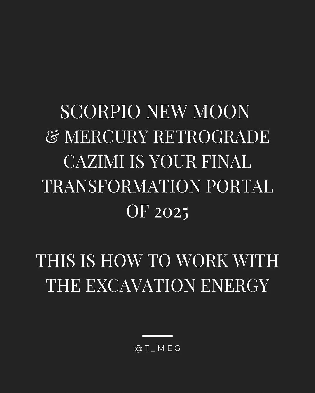 today &amp; tomorrow are cosmically tied for a profoundly powerful excavation: the Scorpio new moon and Mercury retrograde Cazimi (exact conjunction with the Sun). 

2025, we have shifted, moved, transformed, released, rewritten, rewired all year lon