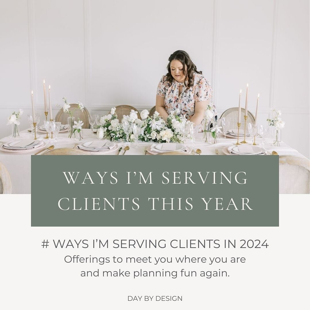 Think of Day by Design as your wedding planning BFF &mdash; your calmer of chaos!

Scroll through to see some of the ways I&rsquo;ll be guiding clients through planning weddings of all shapes and sizes this year:
So whether you need help from Day 1 o