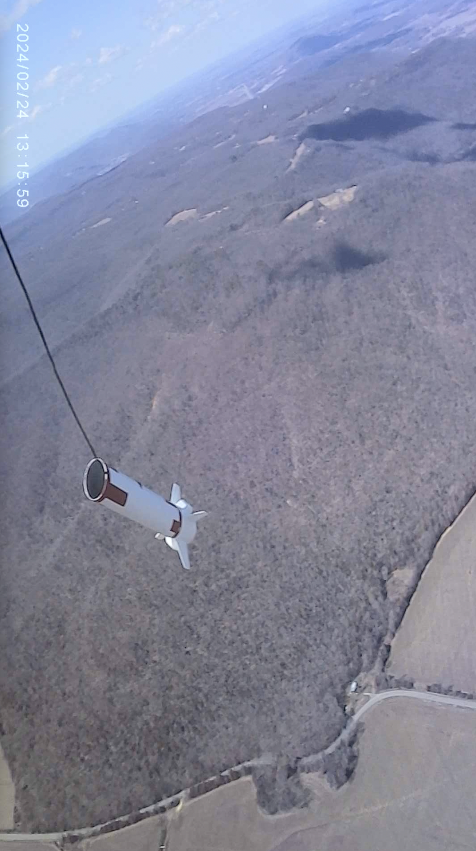 View from Harrier 1 on its third flight
