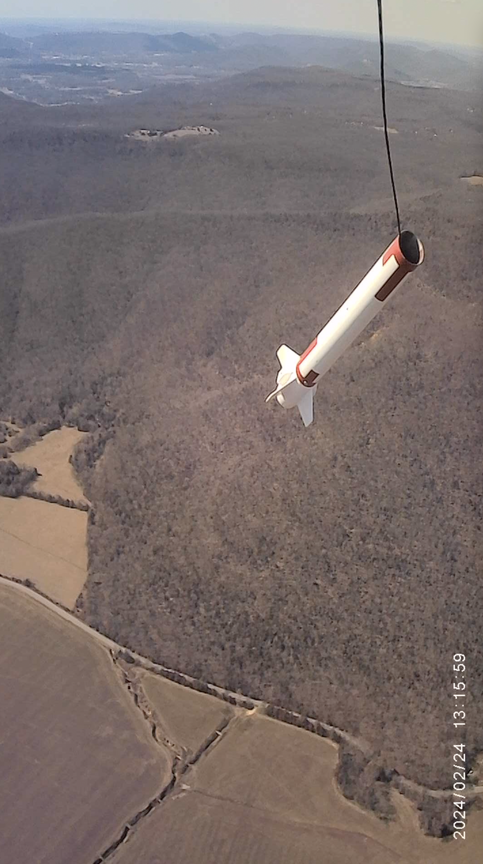 View from Harrier 1 on its third flight