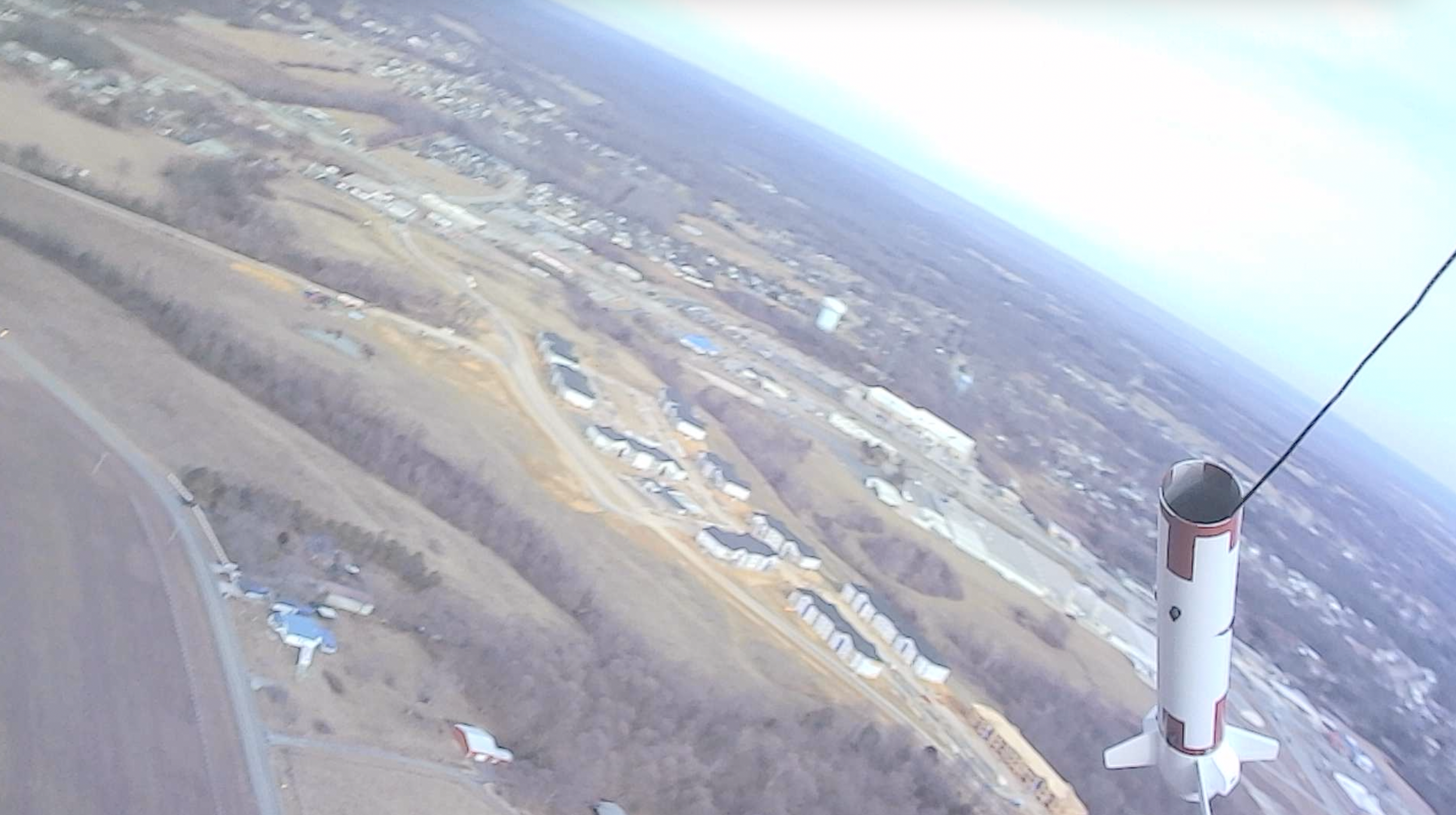 View from Harrier 1 on its first flight