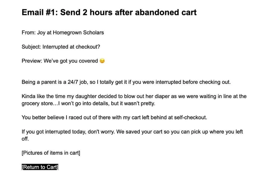 faith based abandoned cart sequence
