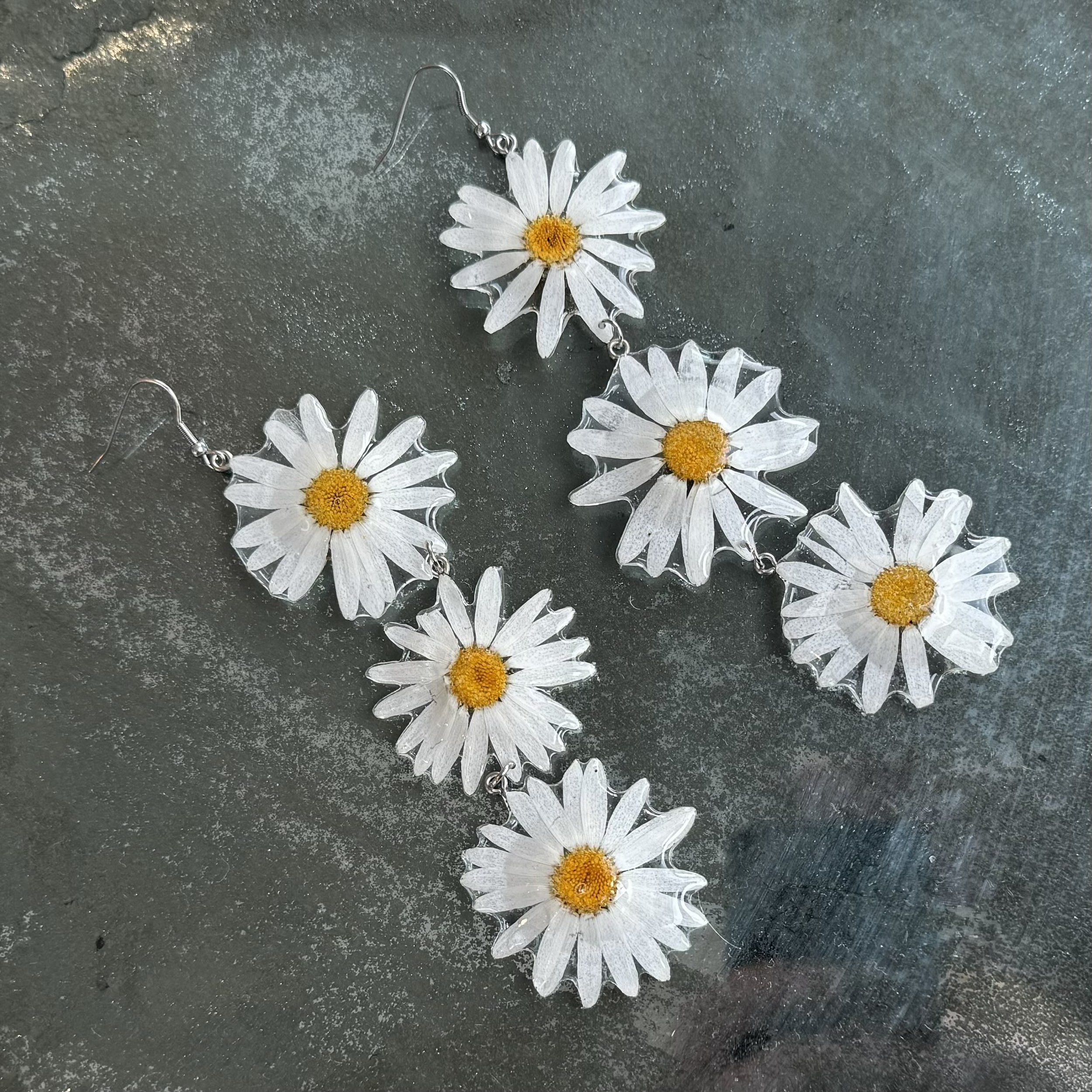 Fancy Pressed Flower Drop Earrings