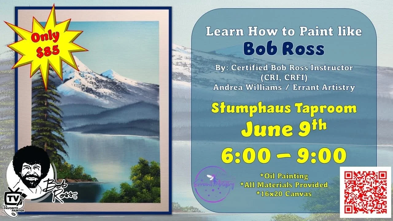 Bob Ross Sip and Paint with Errant Artistry