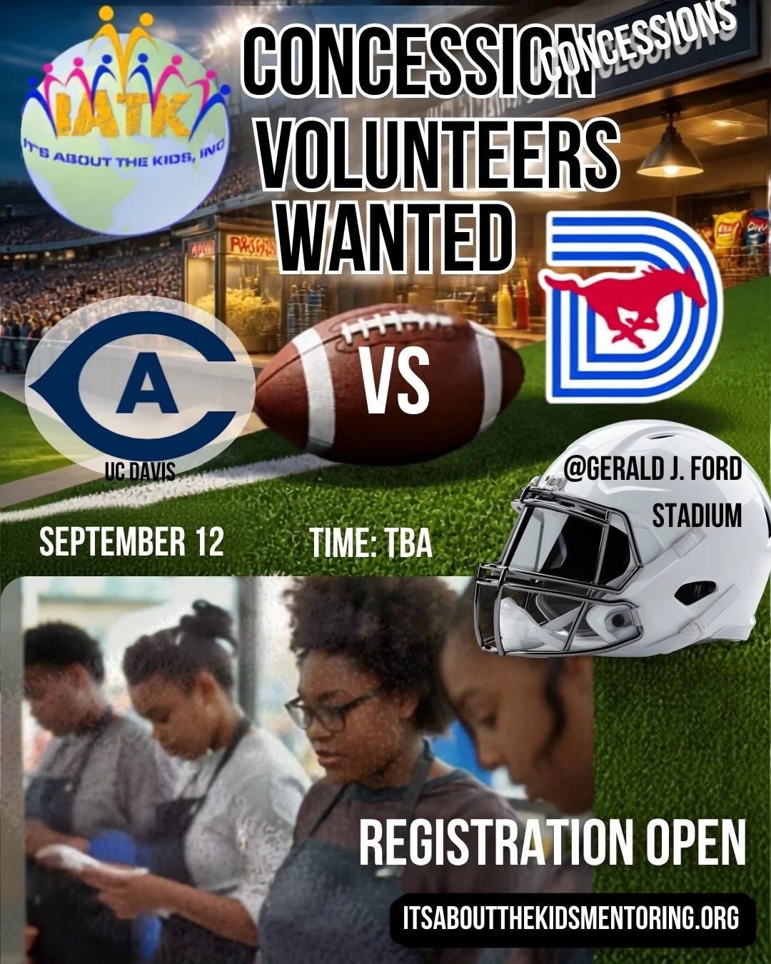 UC Davis Vs SMU Football Concessions Volunteer Opportunity