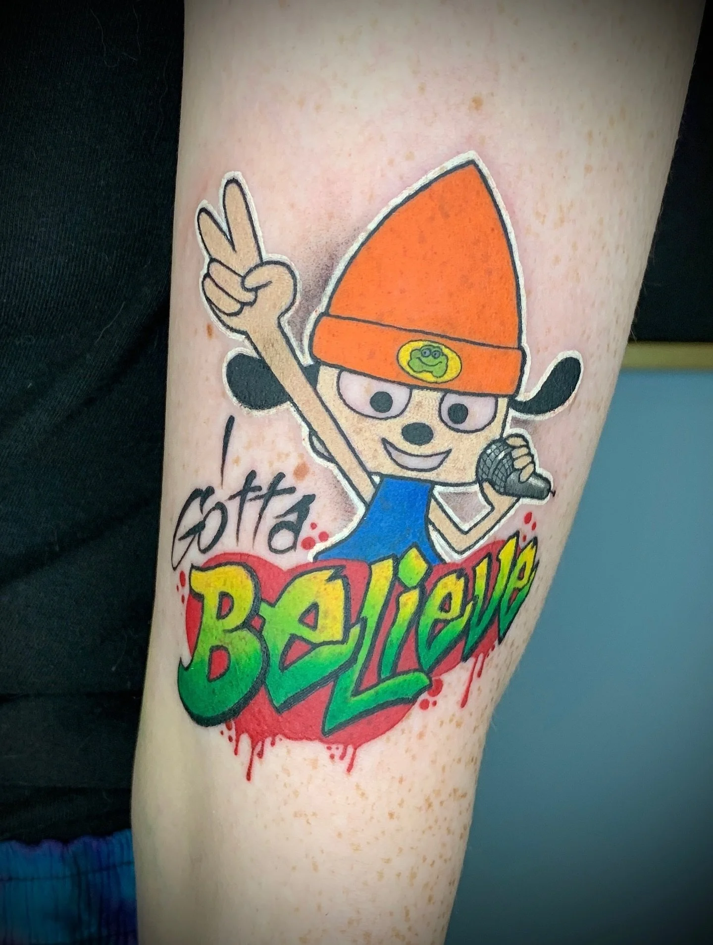 So glad I got to do this parappa the rapper design I made last year.
.
.
.
#tattoo #videogametattoo #gamerink #pittsburghtattooer #pittsburghtattooartist #parappatherapper #igottabelieve #color #colortattoo