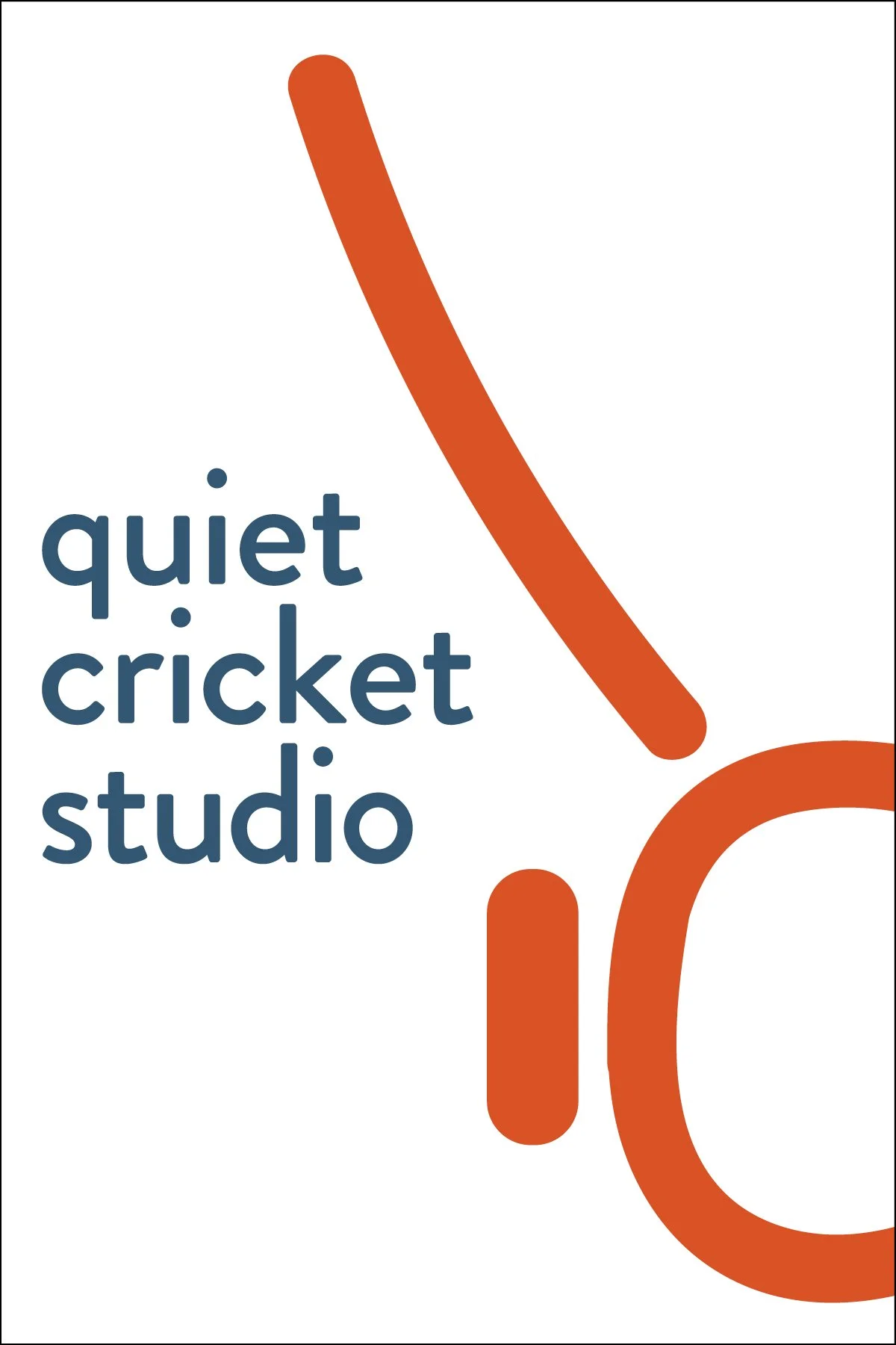 Logo of Quiet Cricket Studio featuring stylized orange cricket and text.