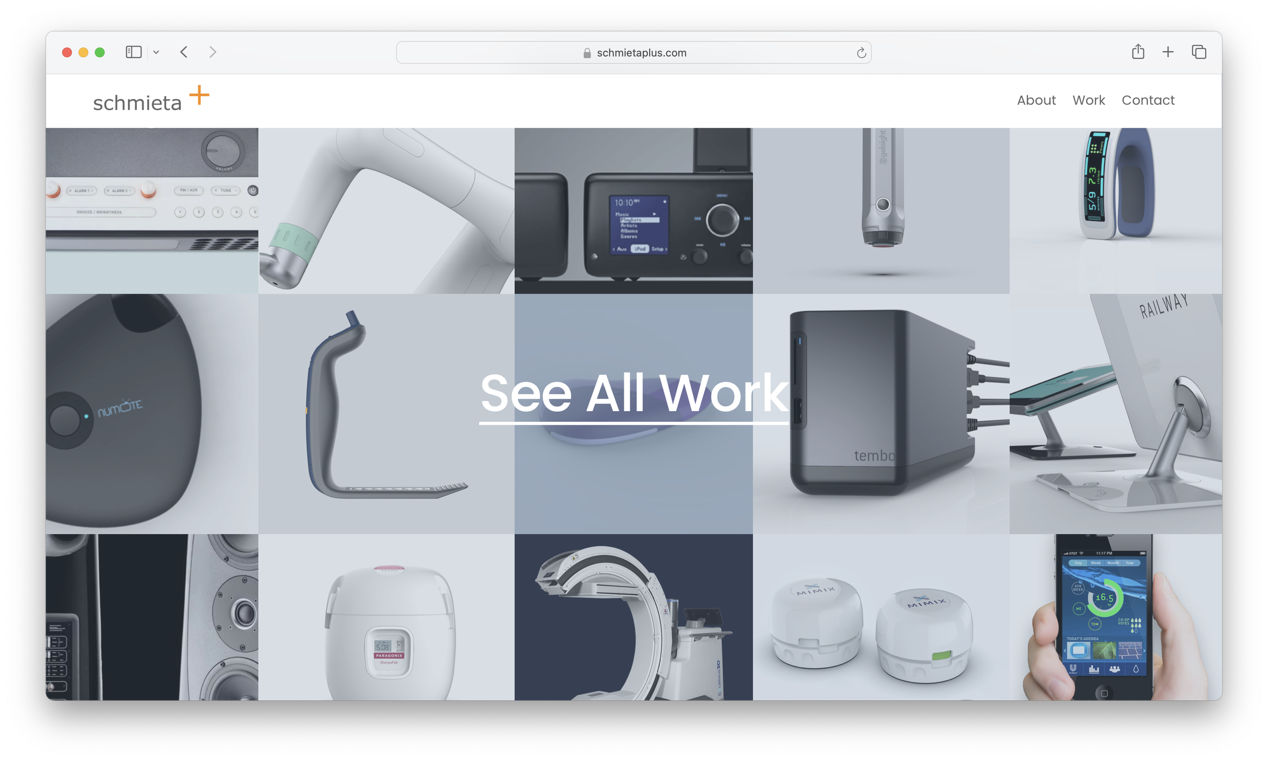 Collage of medical and electronic devices with the text "See All Work" in the center.