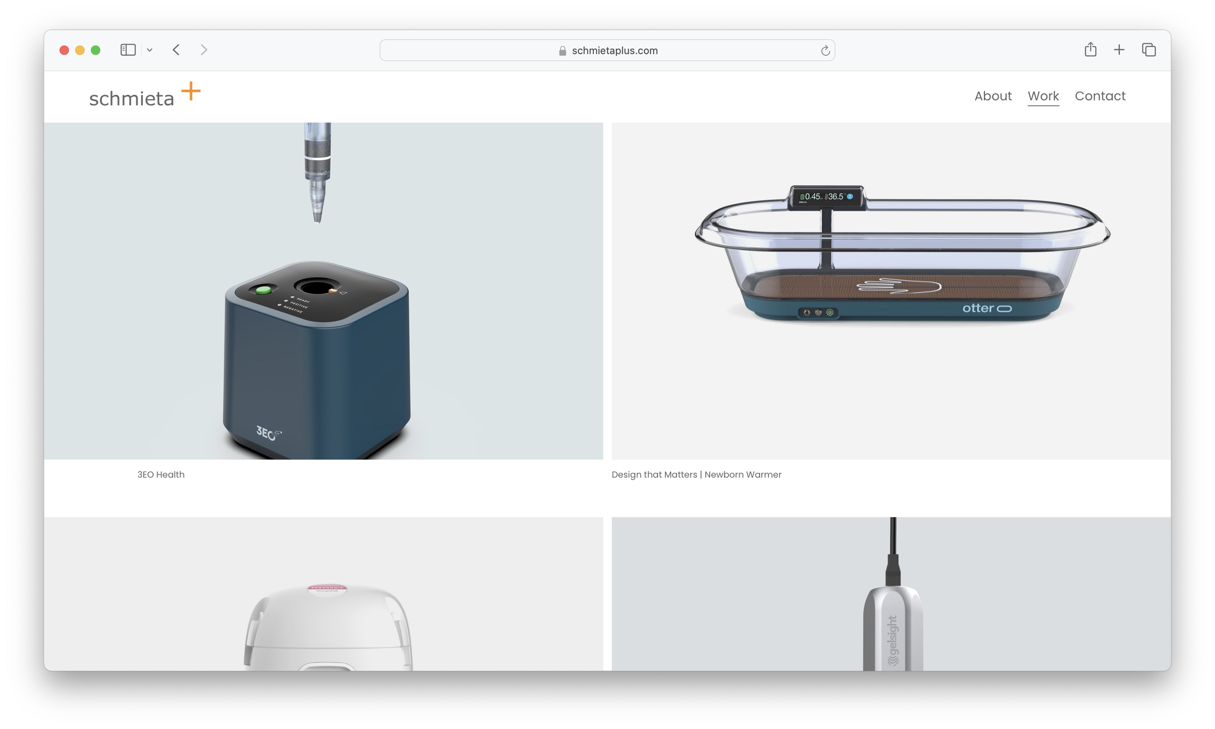 Screenshot of a webpage displaying various modern health and tech devices, including a blue ultrasonic scaler and a glass container with a digital display.