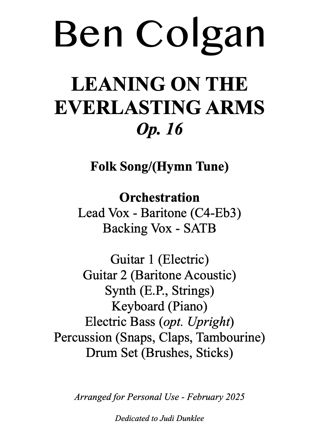 Leaning On The Everlasting Arms (Band and Singer)