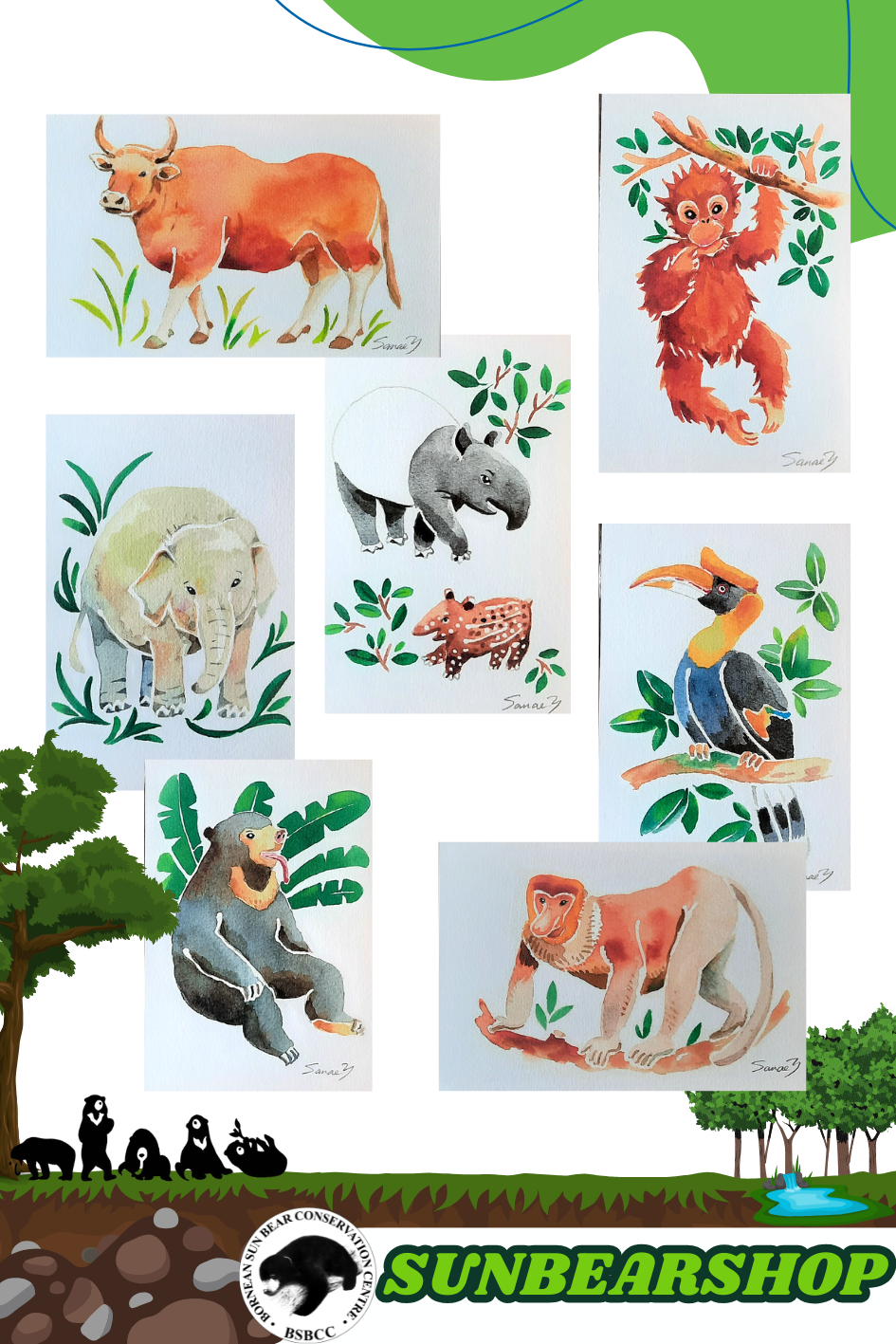 Sanae Animal Postcard Single & Set