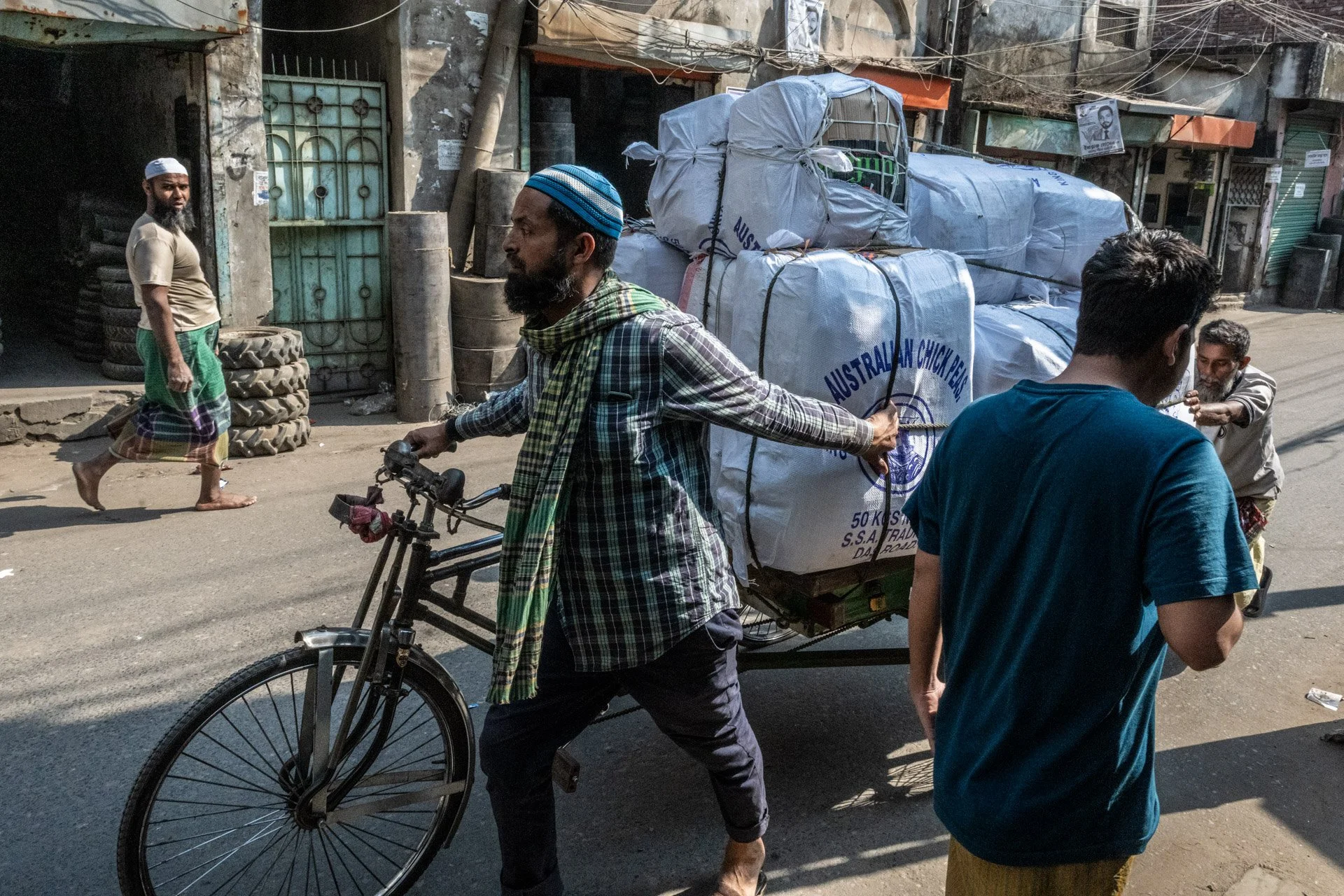 Moving freight through the streets of Dhaka Bangladesh. 