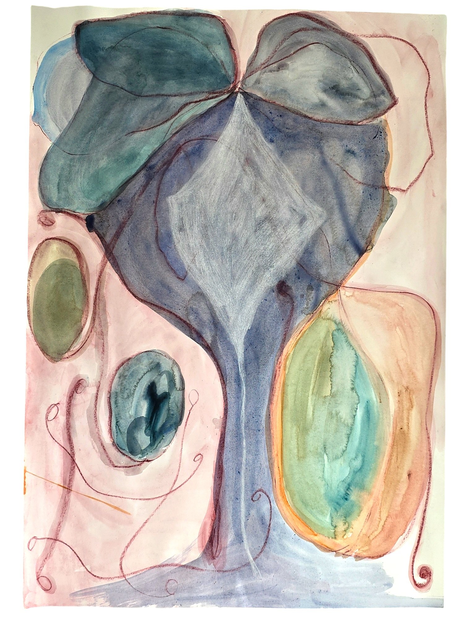 The Archives of the Fleeting. Fig. 1. Water, watercolor, acrylic color ashes, coffee, crayon and chalks on 70x100cm paper. 2024