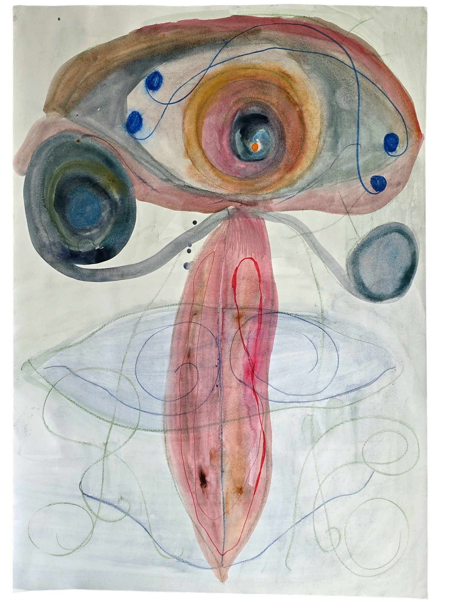 The Archives of the Fleeting. Fig. 3. Water, watercolor, acrylic color ashes, coffee, crayon and chalks on 70x100cm paper. 2024