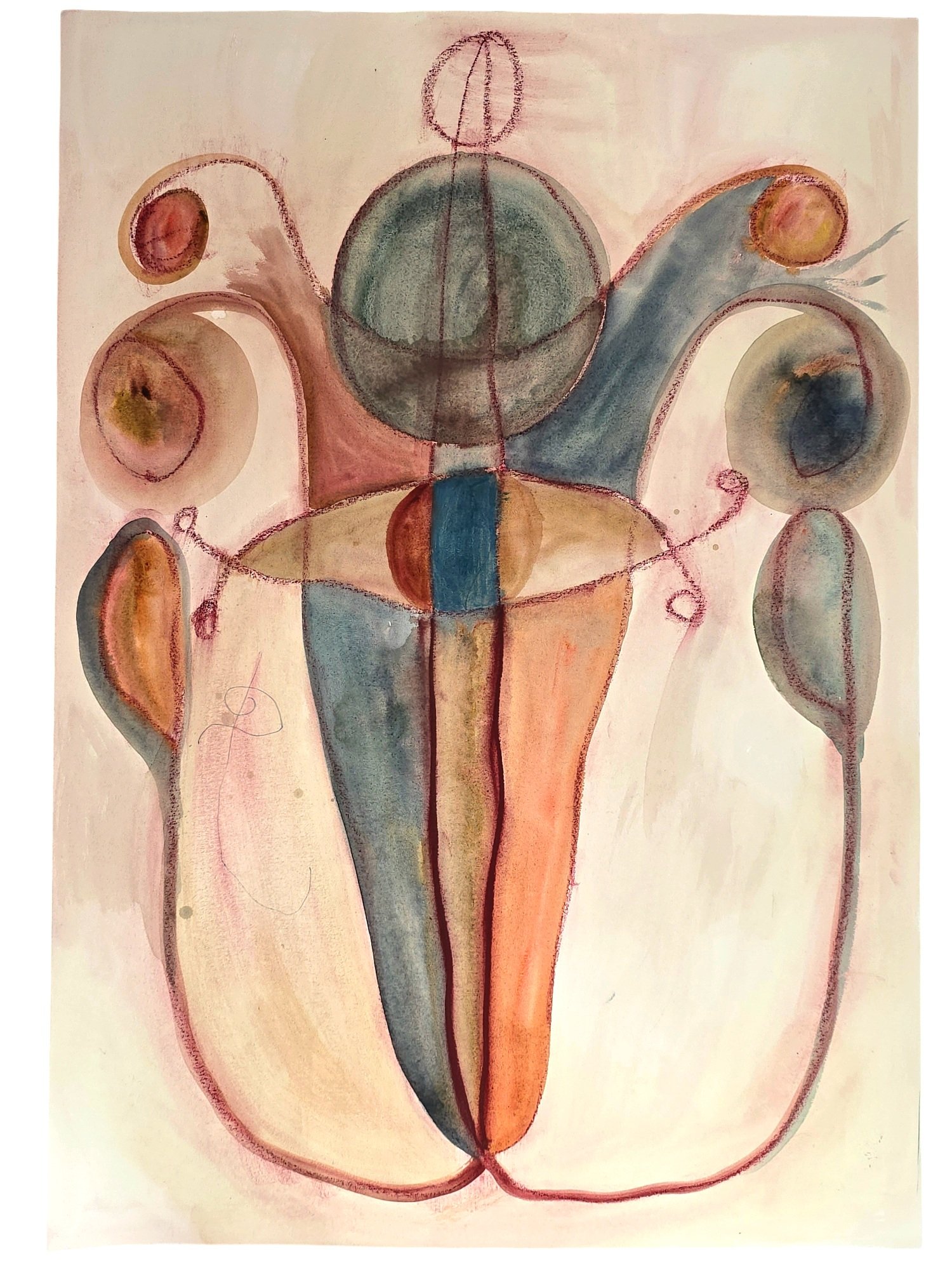 The Archives of the Fleeting. Fig. 5. Water, watercolor, acrylic color ashes, coffee, crayon and chalks on 70x100cm paper. 2024