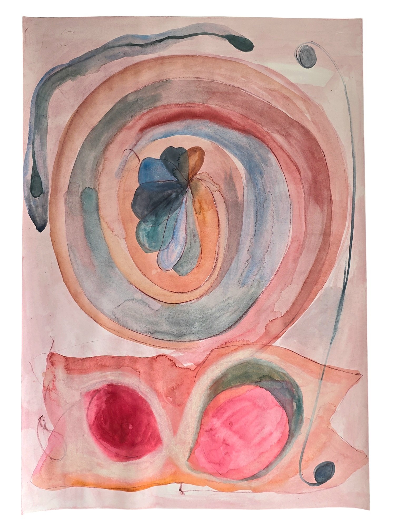 The Archives of the Fleeting. Fig. 6. Water, watercolor, acrylic color ashes, coffee, crayon and chalks on 70x100cm paper. 2024