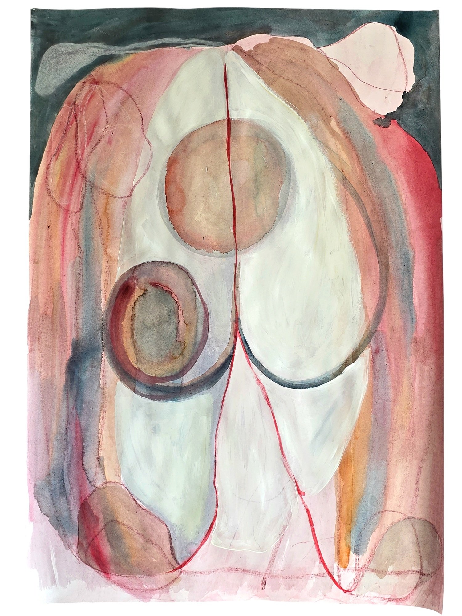 The Archives of the Fleeting. Fig. 7. Water, watercolor, acrylic color ashes, coffee, crayon and chalks on 70x100cm paper. 2024