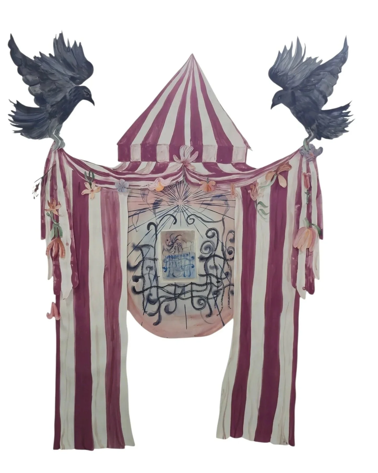 Chapter Three: Entering the Other Realm
Water, watercolor, ashes, thread, and glue on paper
210 * 170 cm
2026
