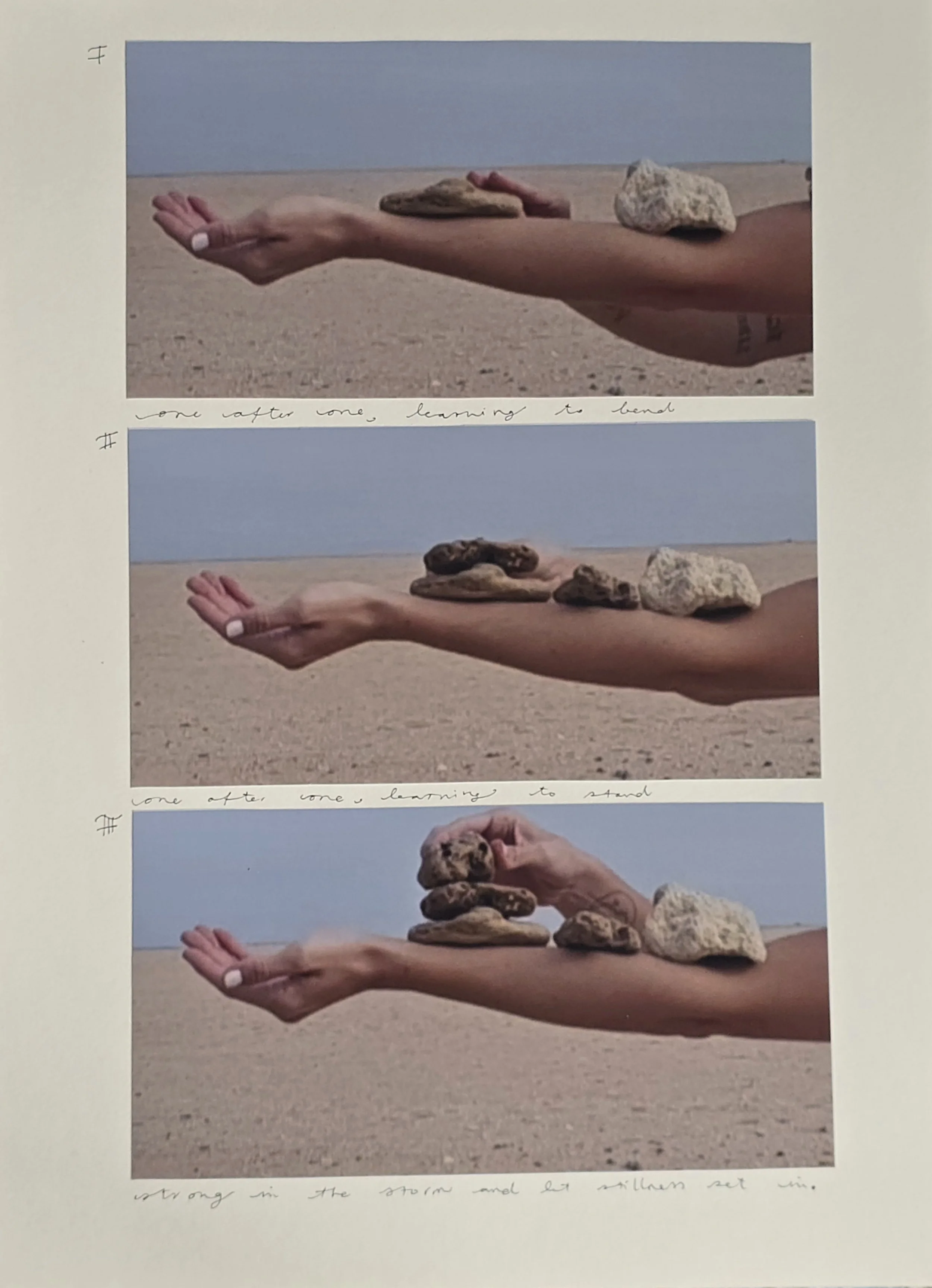 One After One; Photographic collage with printed photographs and handwritten notes on paper, ~30*40cm 