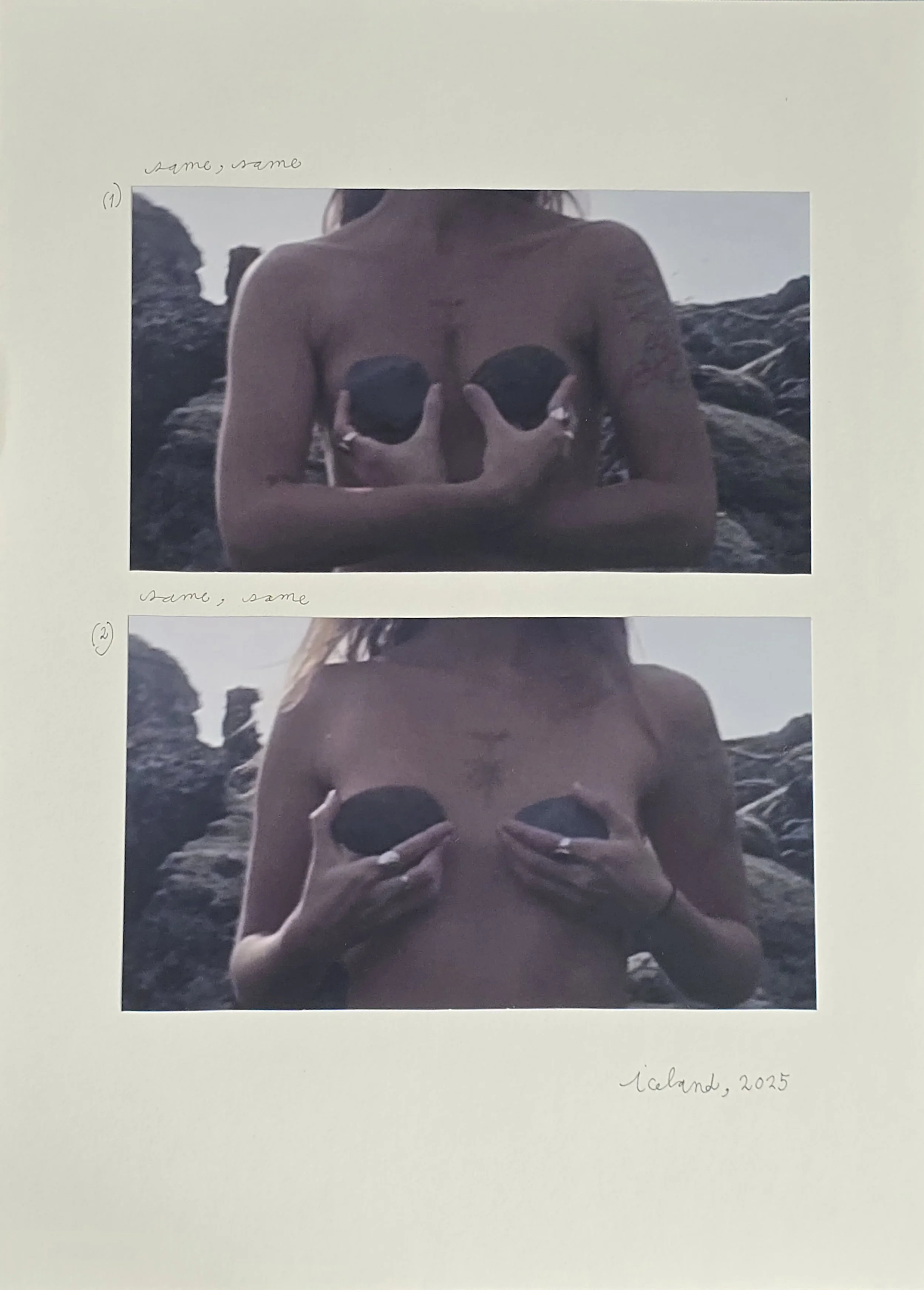 same, Same; Photographic collage with printed photographs and handwritten notes on paper, ~30*40cm 