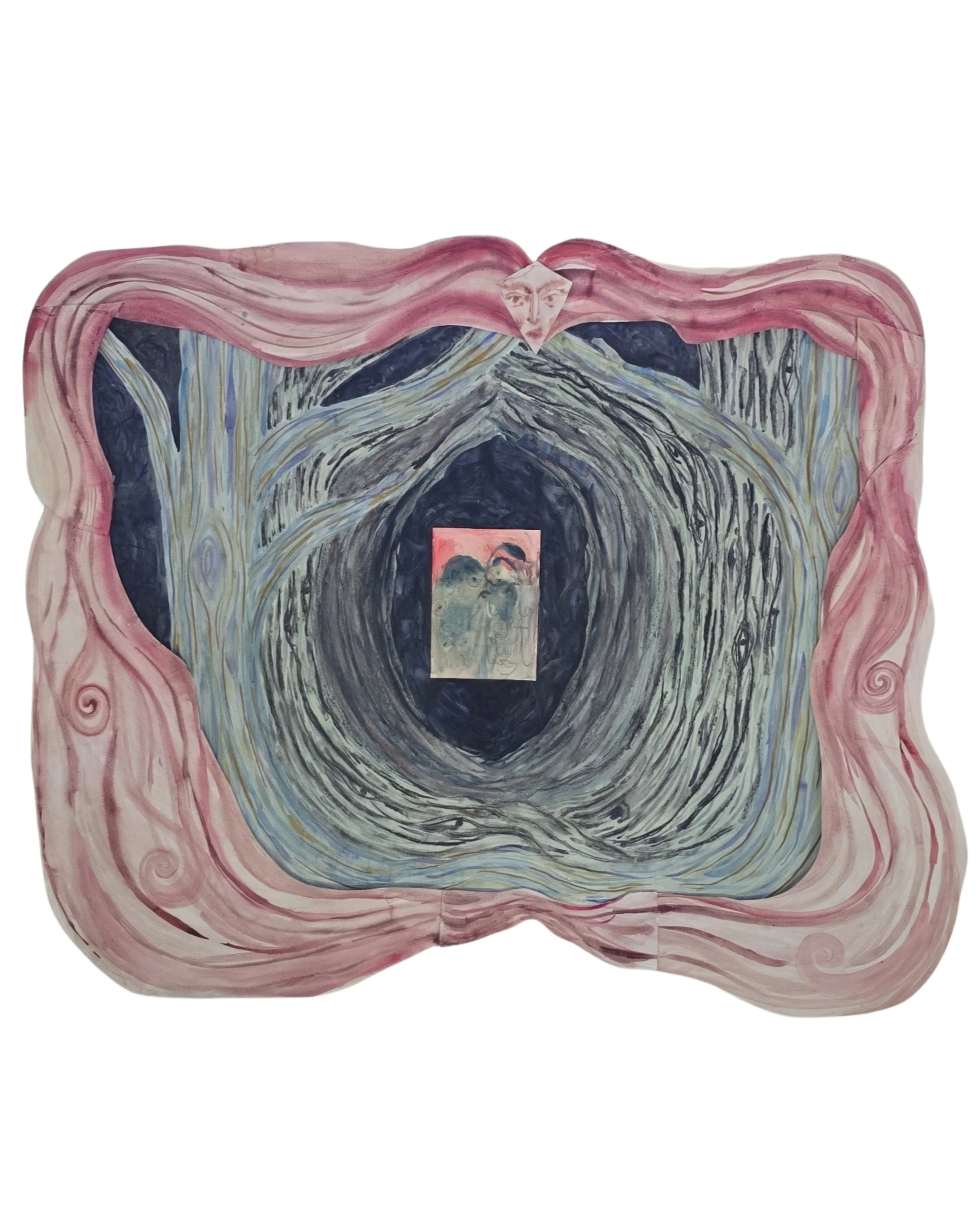 Chapter Four : The (Inner) Treshold
Water, watercolor, ashes, chalks, oil chalks and glue on paper
210 * 120 cm
2026