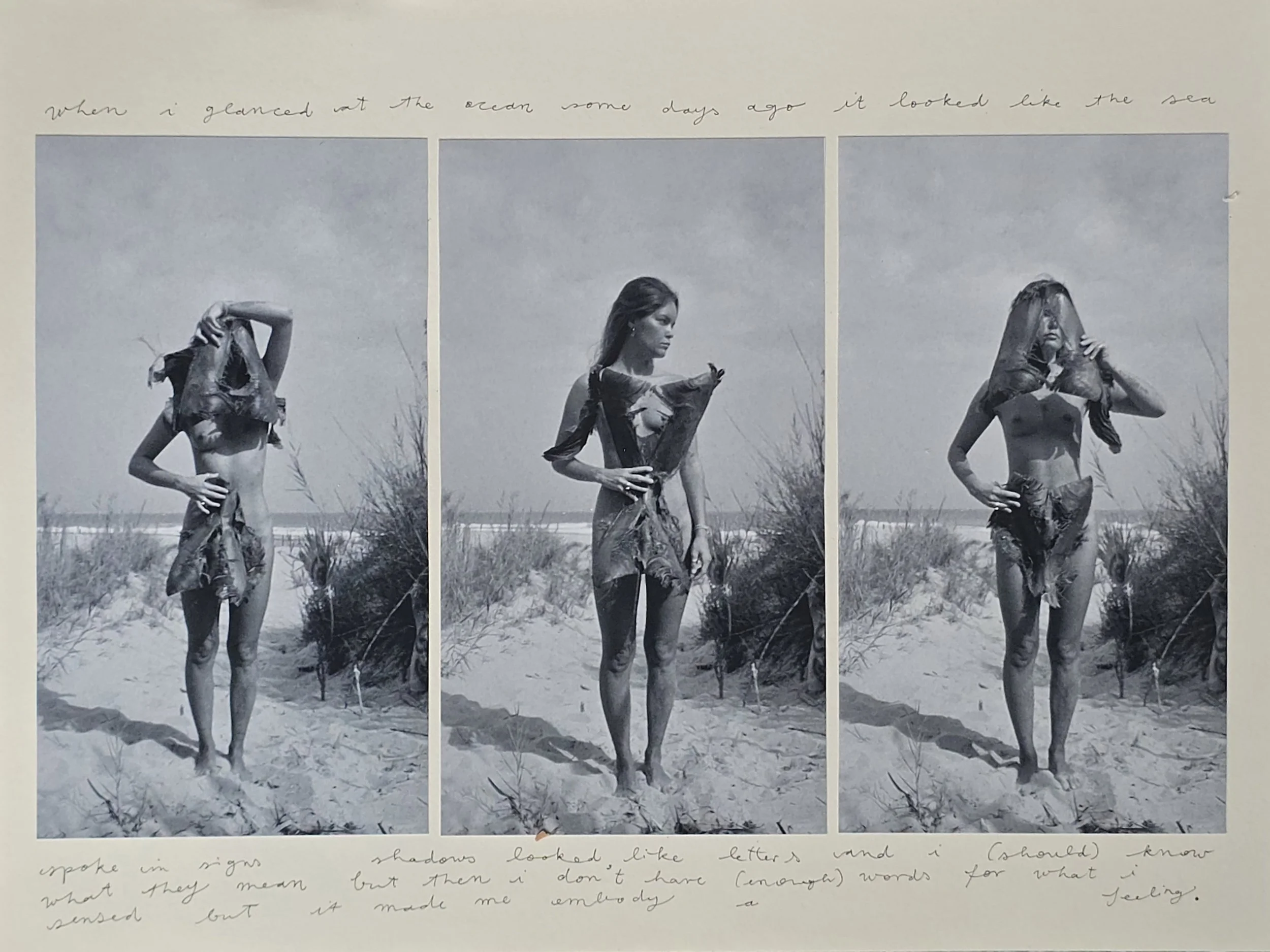 The Sea Spoke in Signs; Photographic collage with printed photographs and handwritten notes on paper, ~40*30cm 