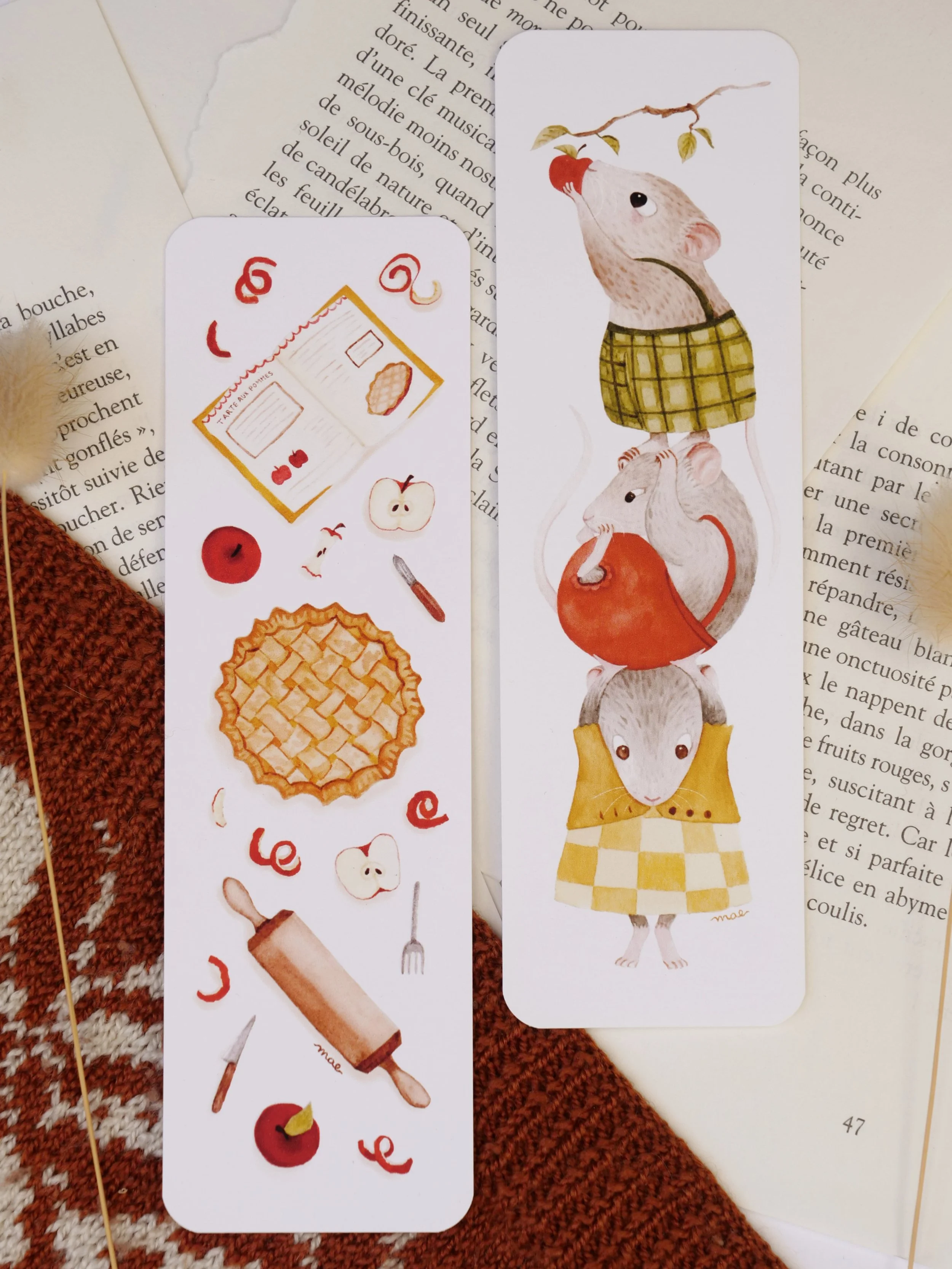 Lot 2 marque-pages Pommes