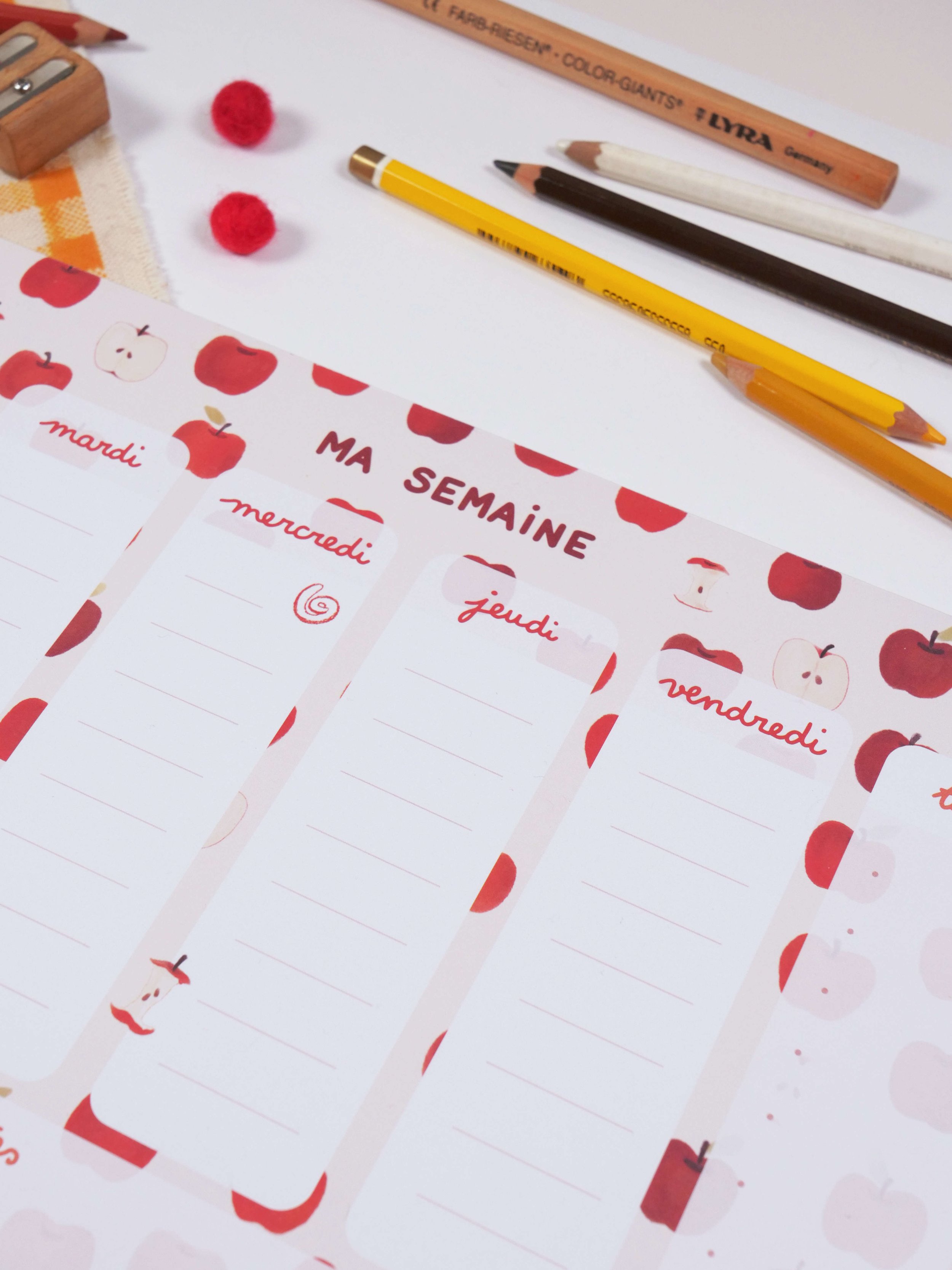 Bloc-notes semainier pommes
