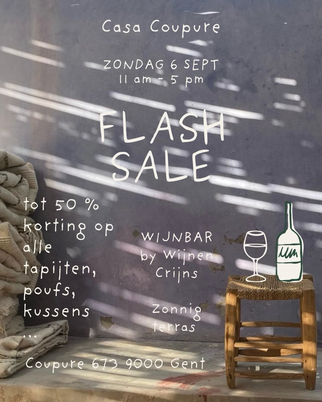 Sla je slag op de FLASH SALE met uitzonderlijke kortingen tot 50 % op alle tapijten, kussens, poufs en meer&hellip;

Na 5! maanden hebben we onze instagram account terug en dat vraagt om een feestje! 

Michel van Wijnen Crijns brengt zijn beste wijne