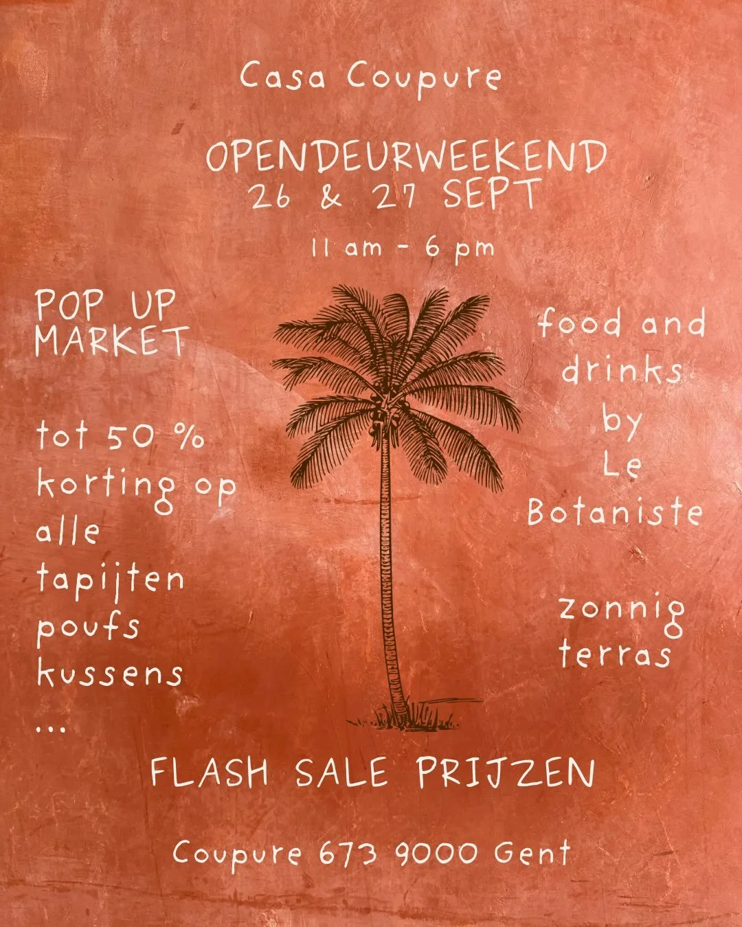 SAVE THE DATE van het volgend opendeurweekend: 26 &amp; 27 september 11u tot 18u met FLASH SALE PRIJZEN

De vorige Flash Sale dag was een ware overrompeling en niet iedereen kon erbij zijn of iets scoren dus nog &eacute;&eacute;n laatste weekend kort