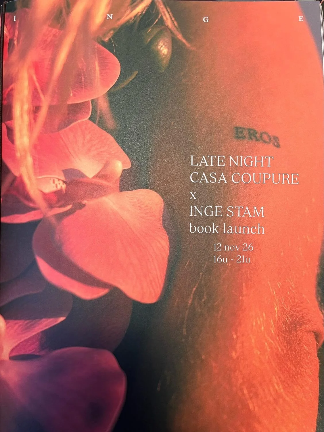 SAVE THE DATE: Donderdag 12 november LATE NIGHT Casa Coupure x Inge Stam Book Launch

In het koetshuis: WIJNBAR met Michel van @wijnencrijns dus kom maar af en blijven plakken mag. We voorzien ook niet-alcoholische dranken. 

BOOK LAUNCH INGE STAM
In