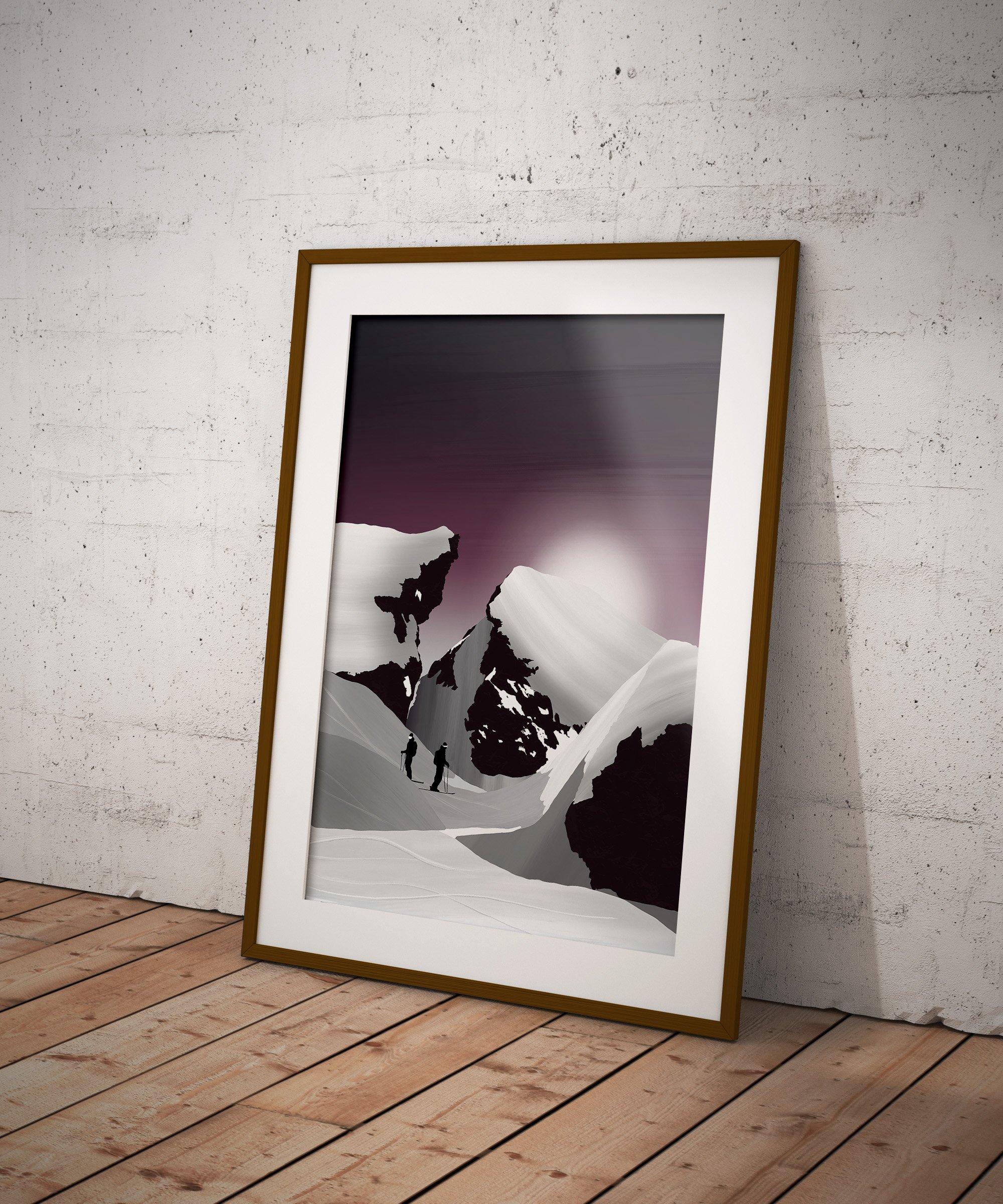 Deux skieurs dans les Alpes françaises enneigées en hiver.