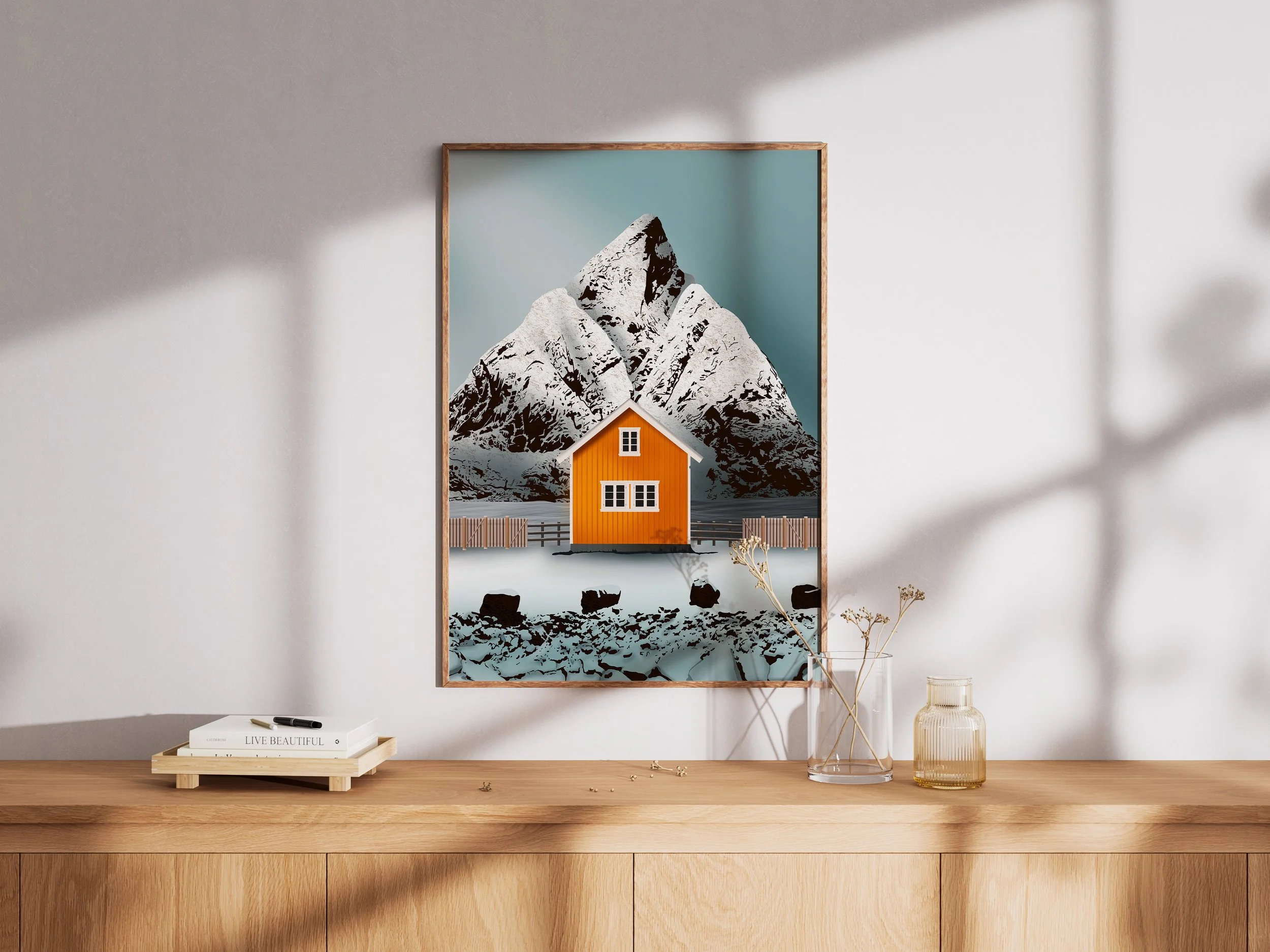 Maison de pêcheur jaune à Sakrisøy dans l’archipel des Îles Lofoten.