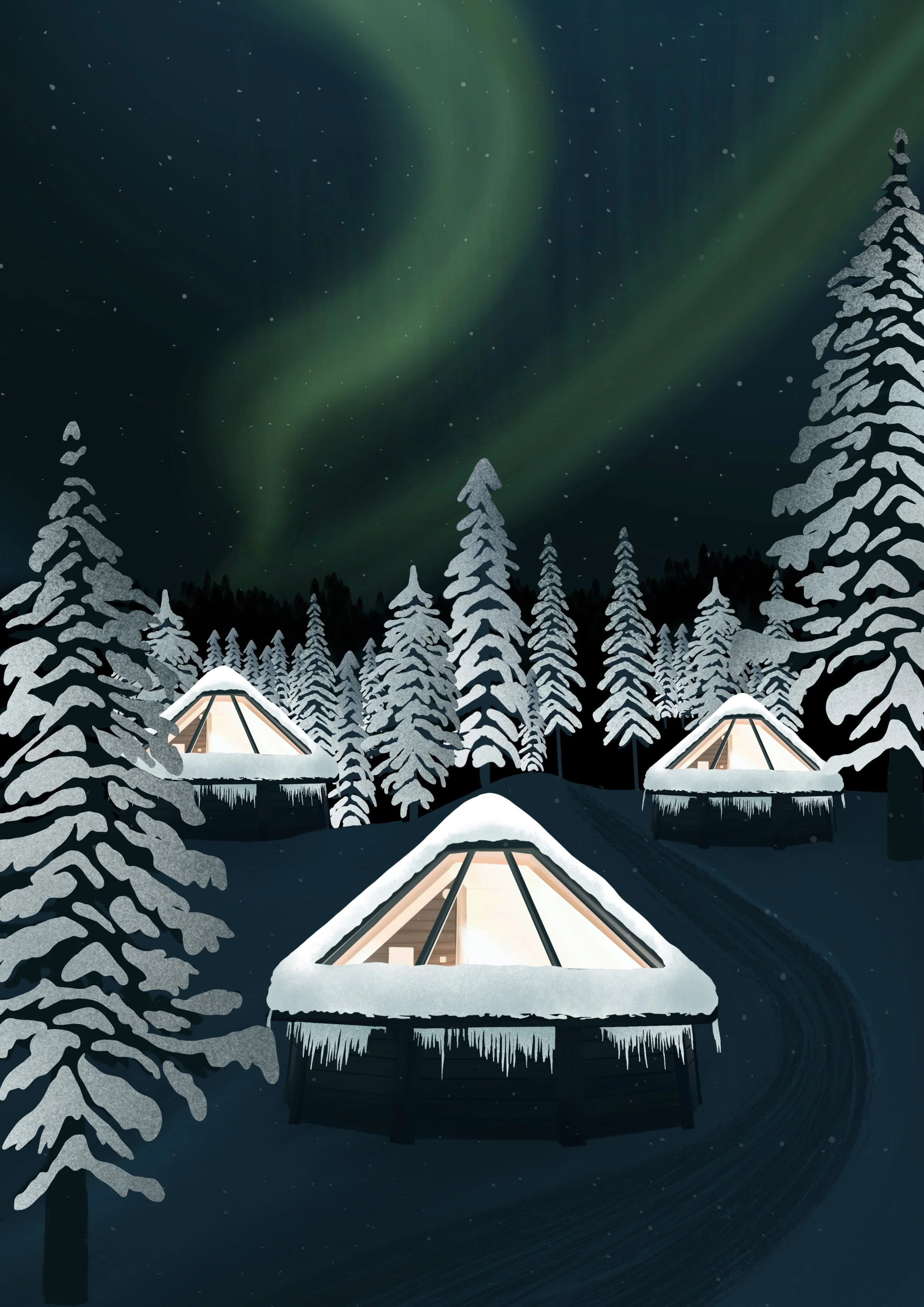 Aurora hotel under the northern lights of finland.