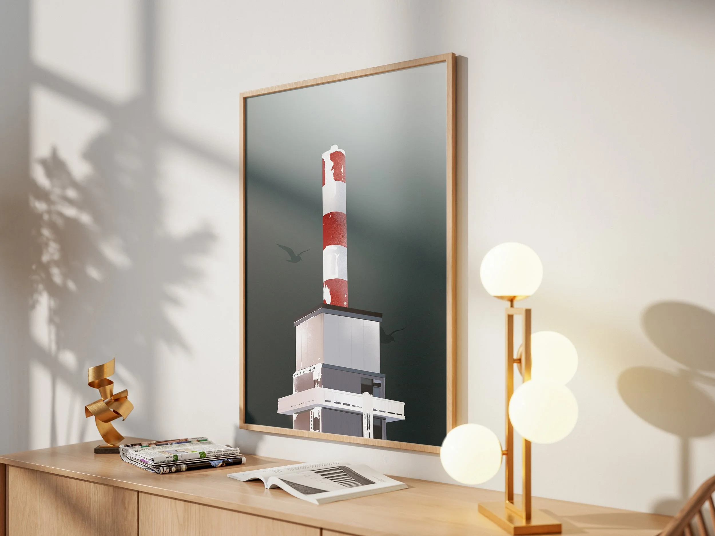 Illustration digitale de la tour de télécommunication  de la station de ski de Ruka en Finlande.