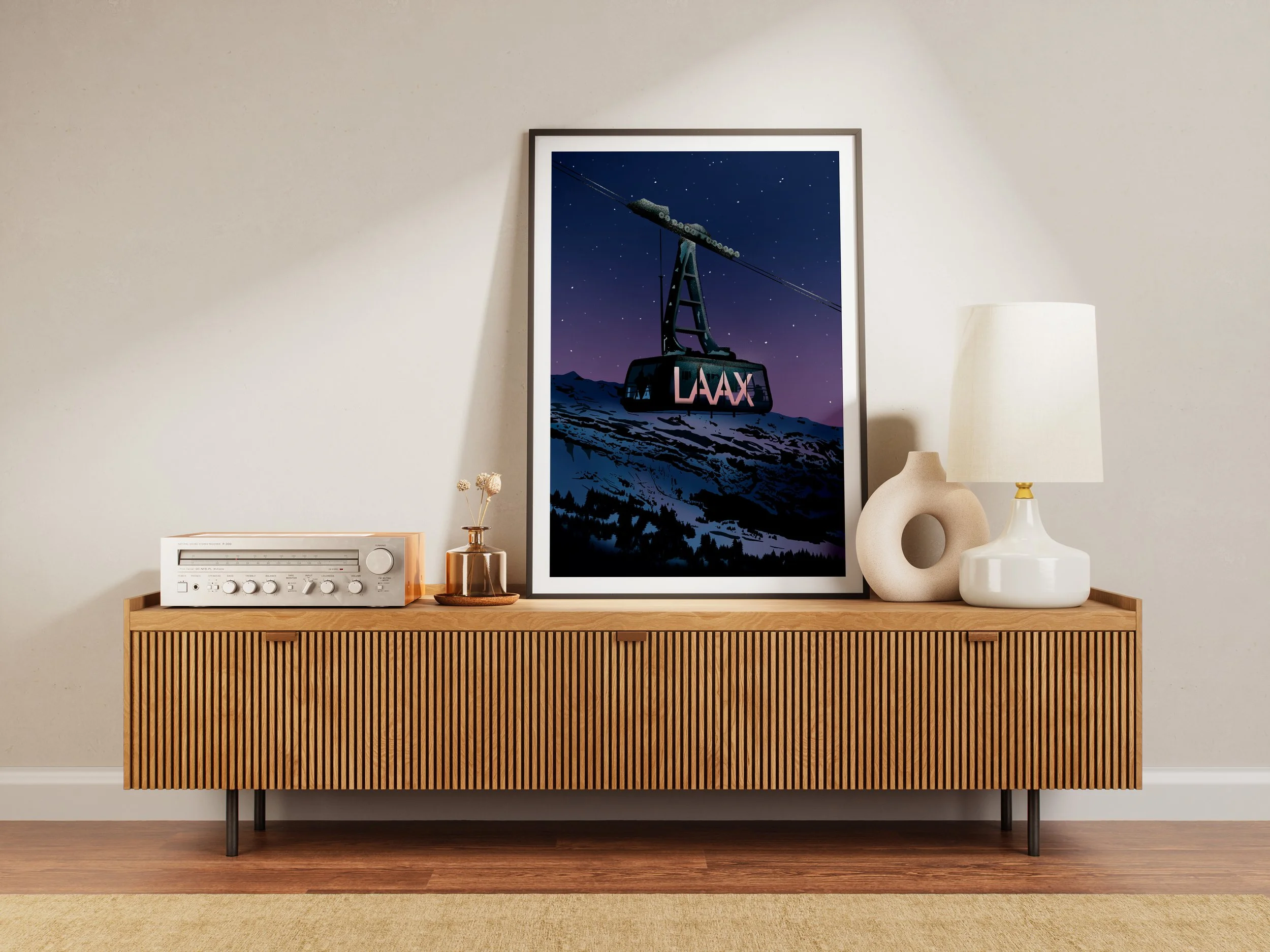 Télécabine en plein hiver, dans la station de ski de Laax en Suisse.