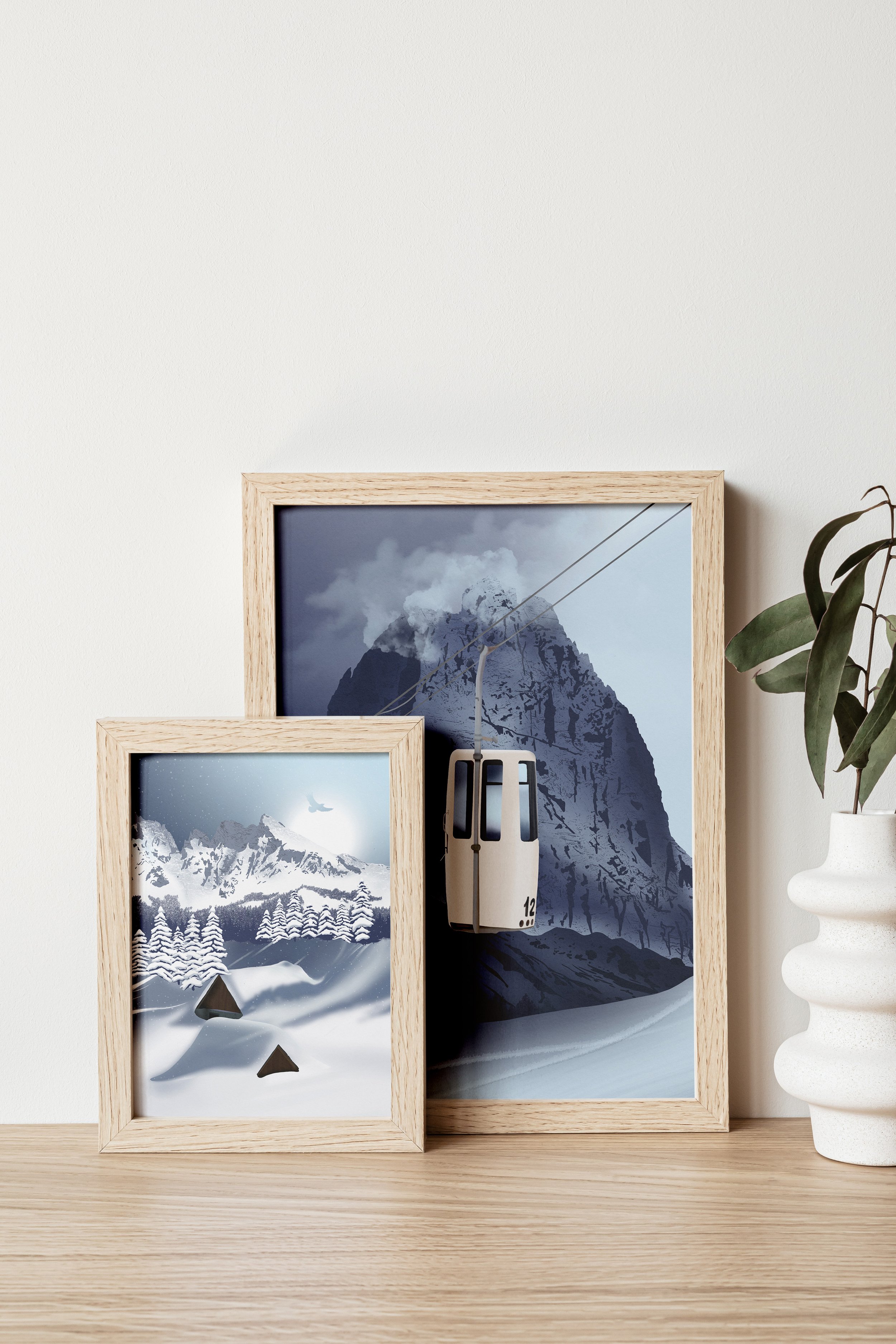 Illustration de la célèbre "Coffin Gondola" dans les Dolomites en Italie