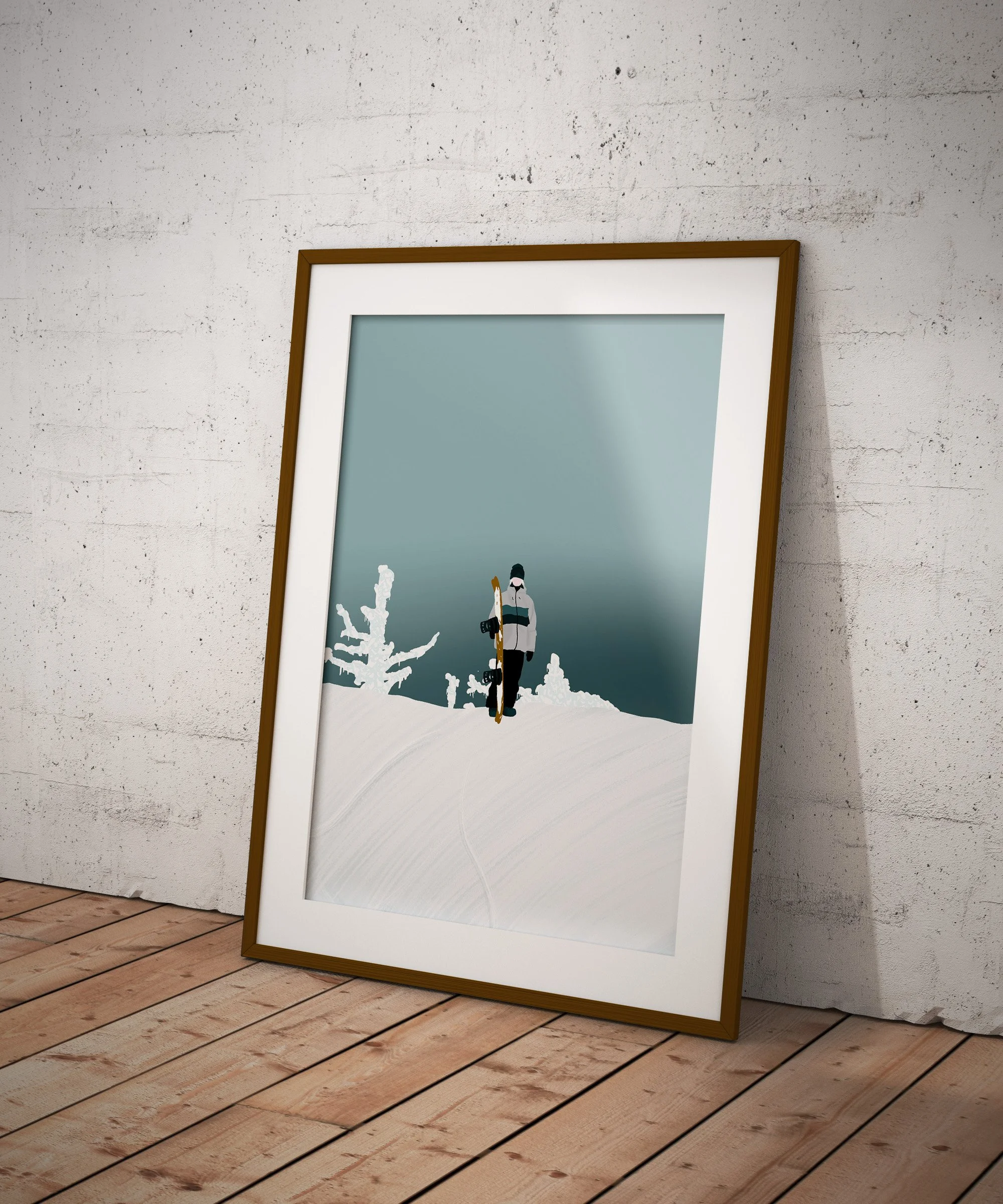 Illustration digitale d'un snowboarder dans la station de ski de Ruka en Finlande.