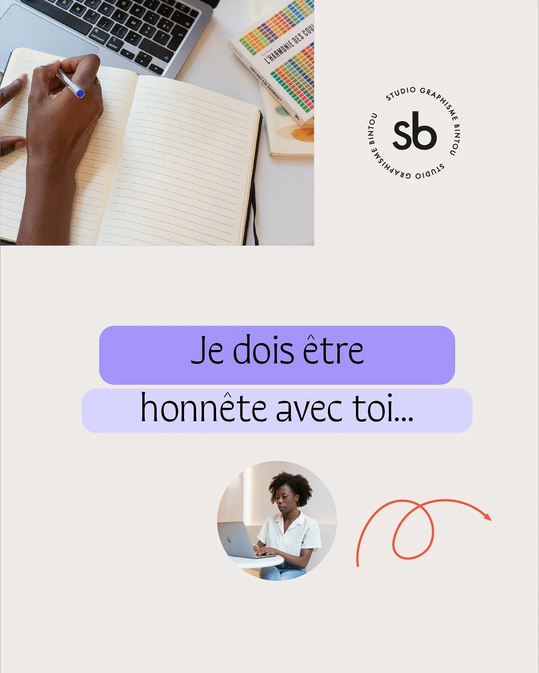 Je te partage 4 v&eacute;rit&eacute;s pas toujours facile &agrave; entendre&hellip;mais qui sont n&eacute;cessaires &agrave; entendre pour la construction de d&rsquo;une marque solide ☺️

Je suis Bintou, cr&eacute;atrice de Studio Bintou. 𝘎𝘳𝘢𝘱𝘩?
